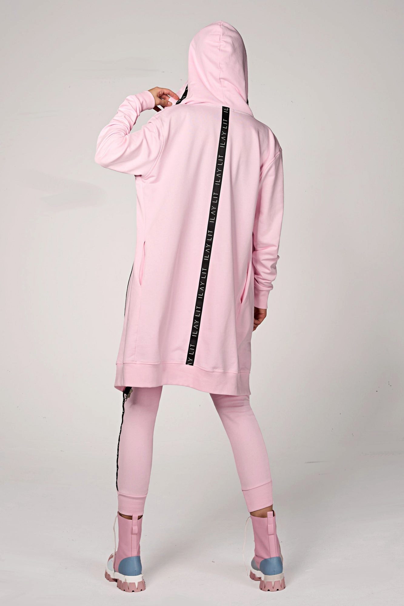 ILAY Lit Jerseymantel Hoodie Coat Midi Rosa