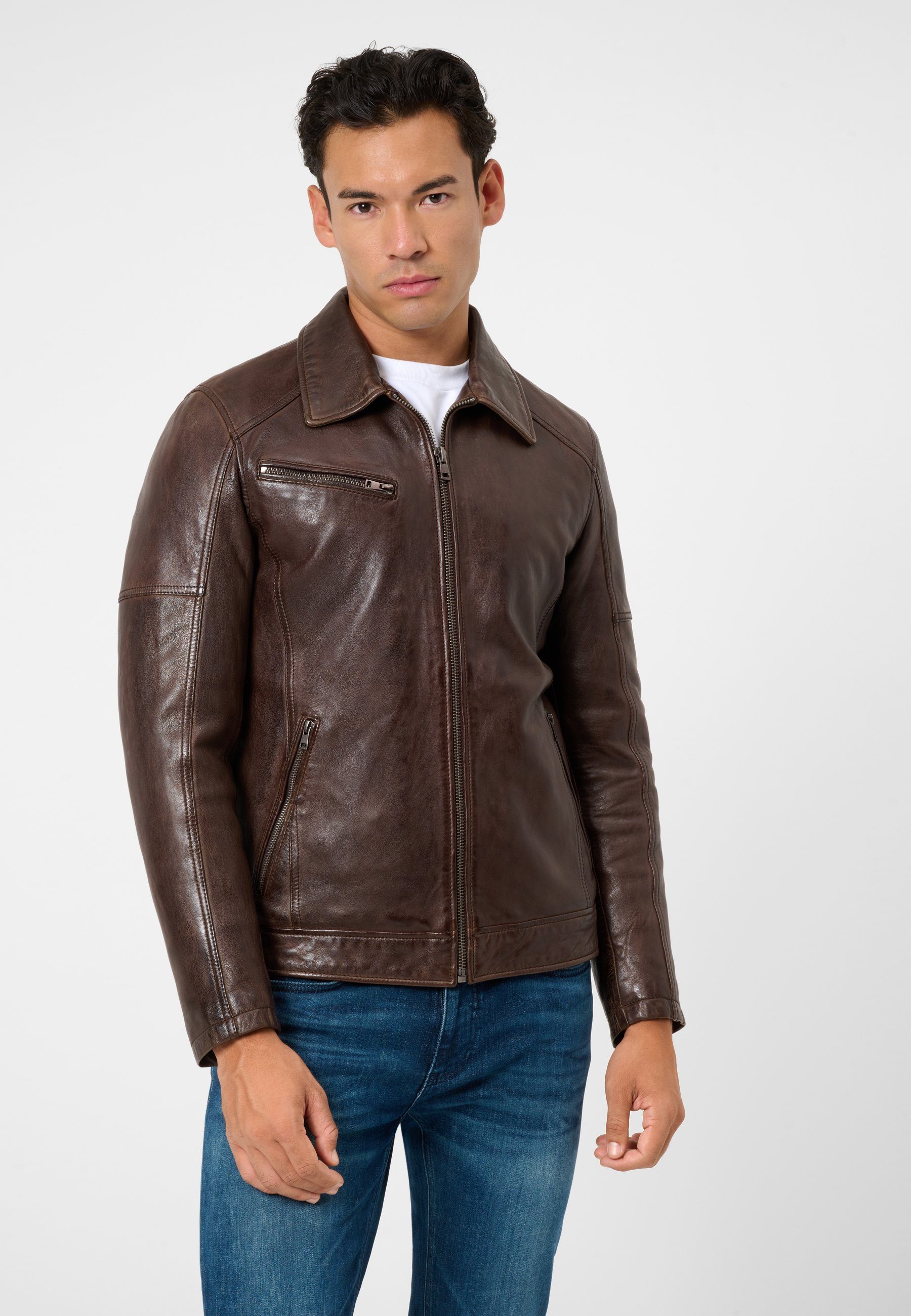 RICANO Lederjacke Claude Hochwertiges Lamm-Nappa-Leder