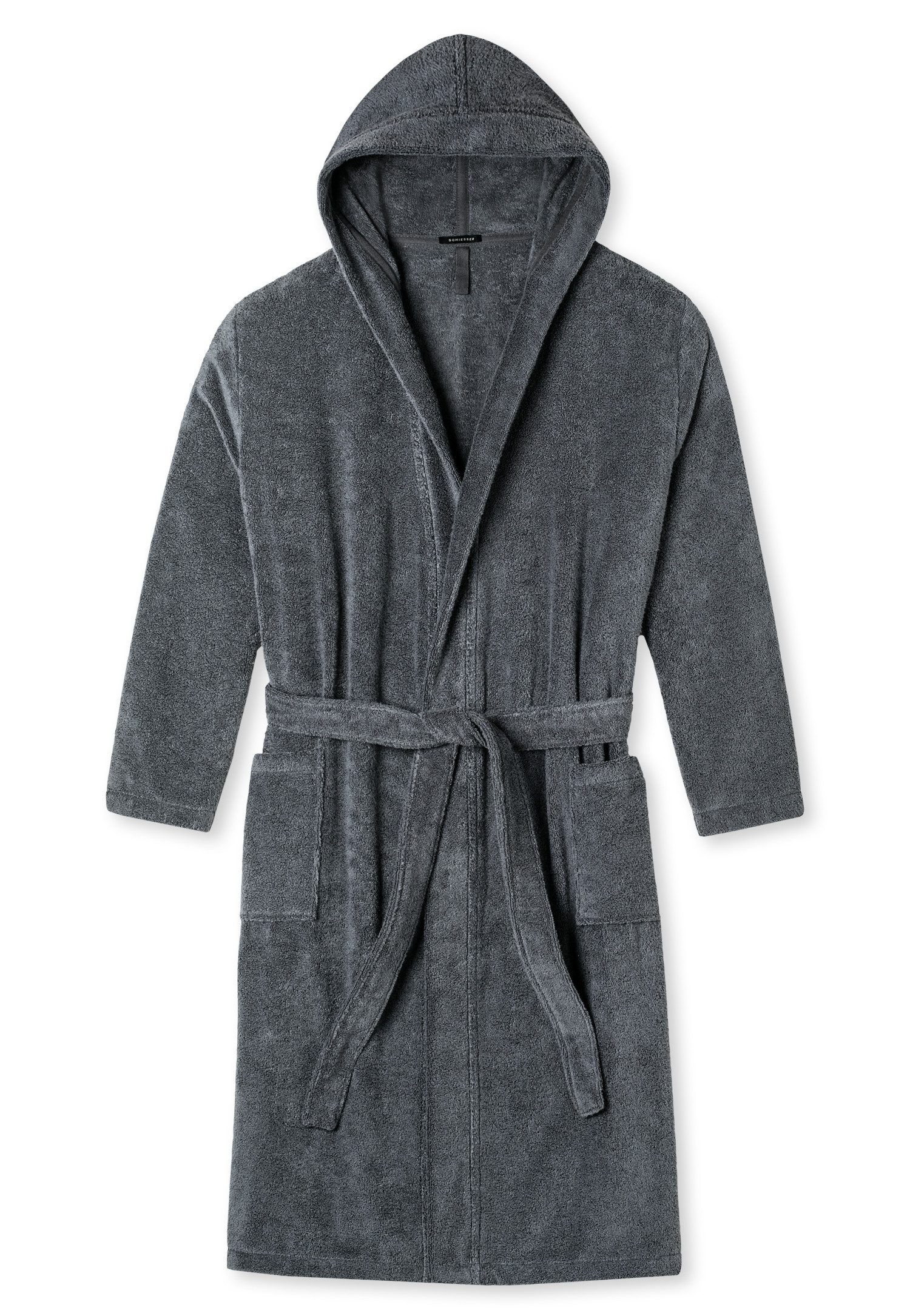 Schiesser Herrenbademantel "Essentials", Midilänge, Baumwolle, Kapuze, günstig online kaufen