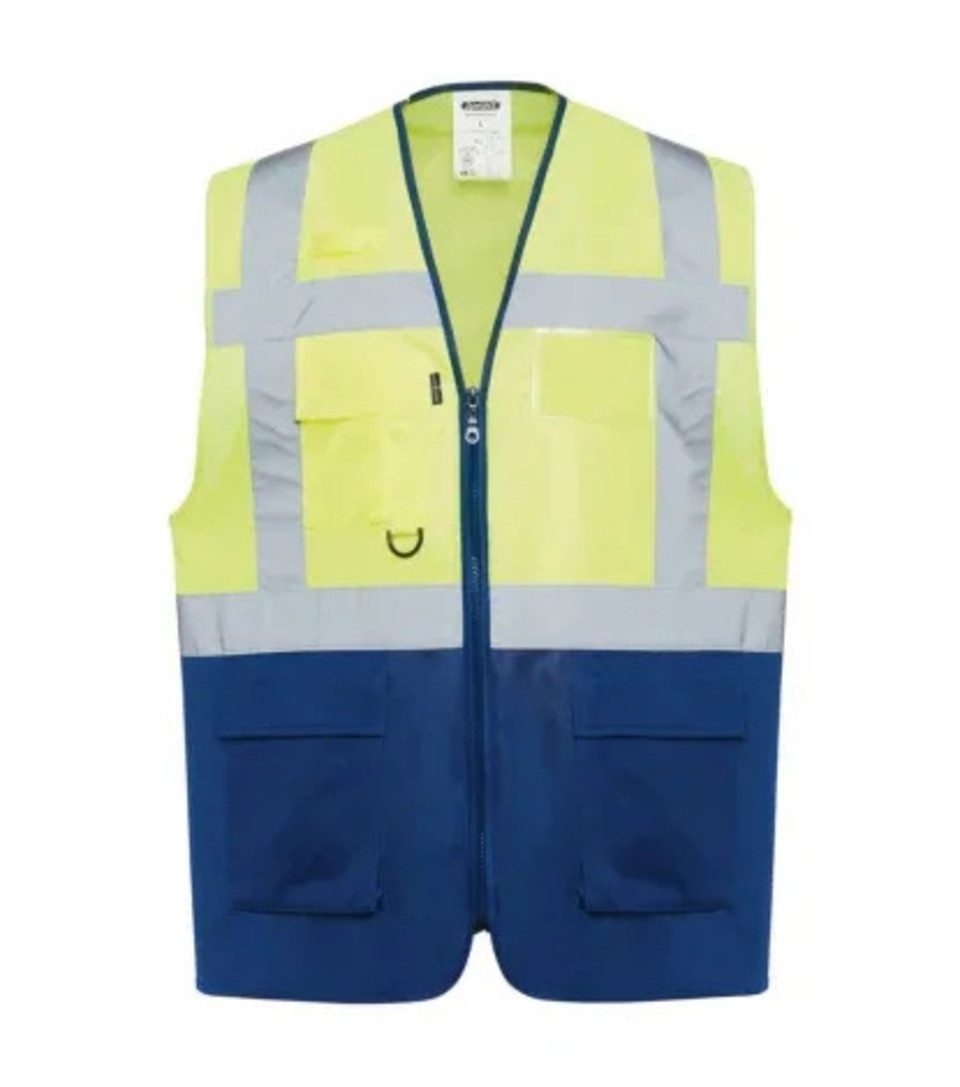 Warnweste Managerweste Warnschutz Gelb/Royalblau – ISMONT ISM 5804