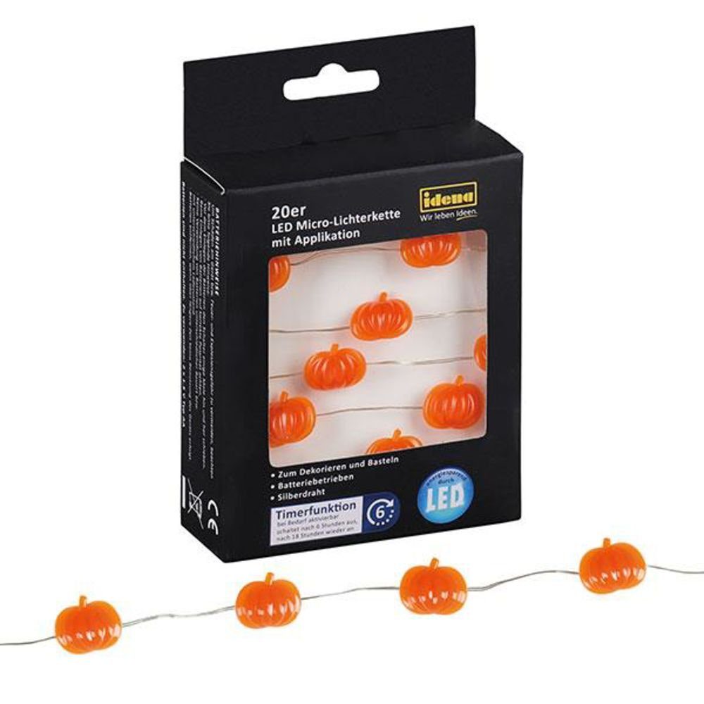 Idena LEDLichterkette 20er, MicroLED, Kürbis, 1,25 m, für innen, mit