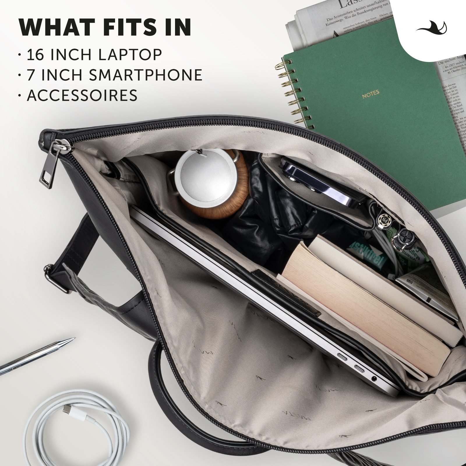 MANTA Laptoprucksack Echtleder Flap-Backpack, Rolltop Rucksack, für 16-Zoll Notebook, Echtes Leder
