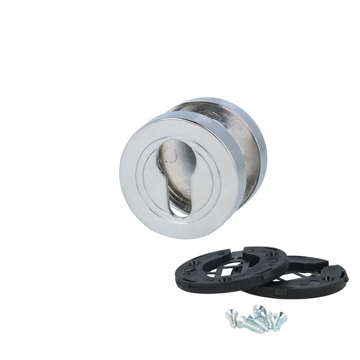 MS Beschläge Türbeschlag Türrosetten Chrom glänzend - Schlossrosetten PZ, Metall Rosettenpaar rund Ø 52mm