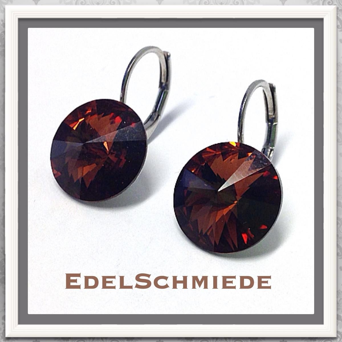 Paar Ohrhänger Edelschmiede925 Ohrhänger (Stift = Titan) Swarovski Kristall 12 mm