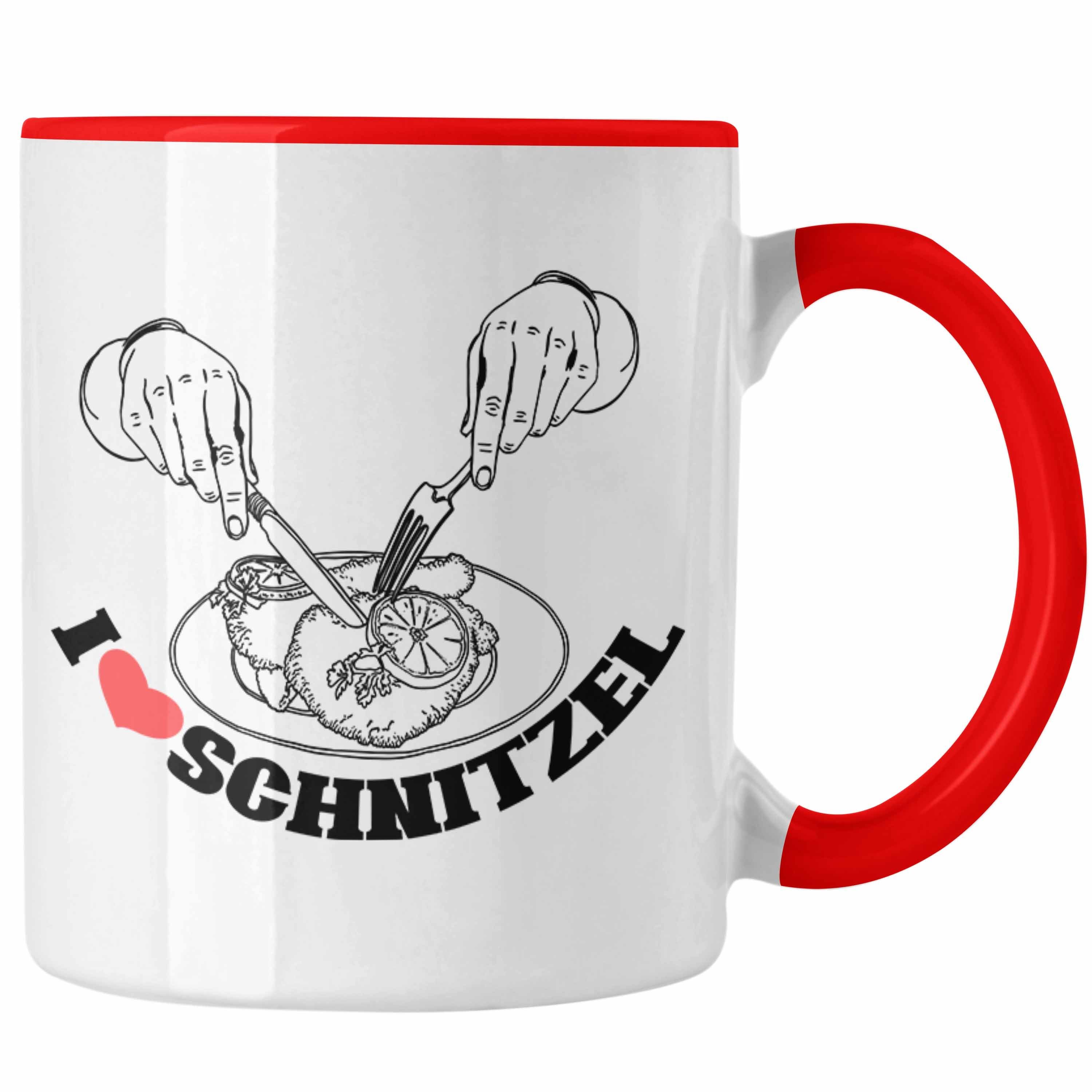 Trendation Tasse Schnitzel-Tasse Geschenk für Schnitzel-Liebhaber Rot