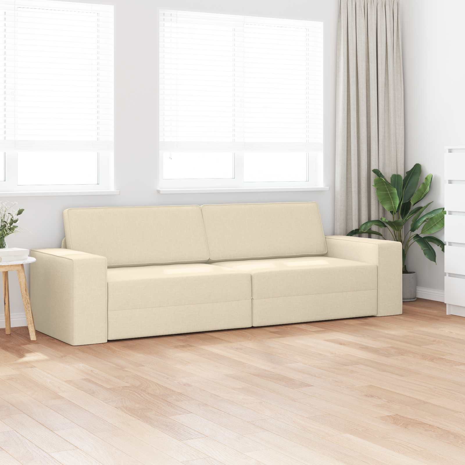 vidaXL Sofa Schlafsofa Creme 245 x 78 x 77 cm Stoff, 1 Teile – Bild 3 von 5
