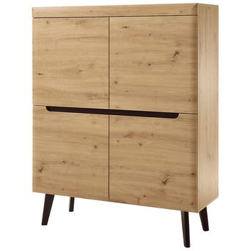 Lomadox Wohnwand TIROL-61, (3-St), Eiche mit Schwarz skandinavisches Design mit Couchtisch und Sideboard