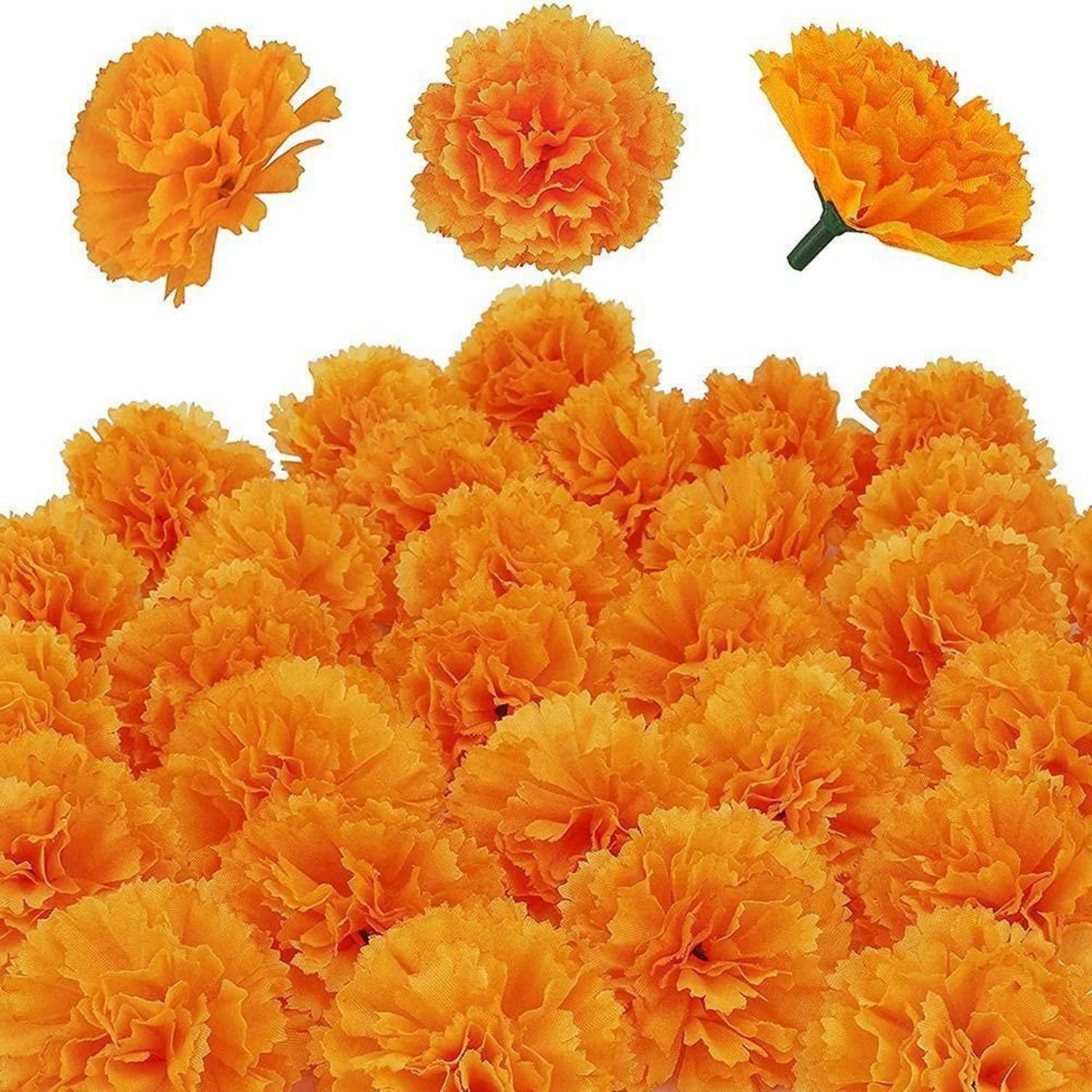 Kunstblume 30x Ringelblumen Blütenköpfe künstlich orange 5.5cm, LuxusKollektion, Höhe 1 cm