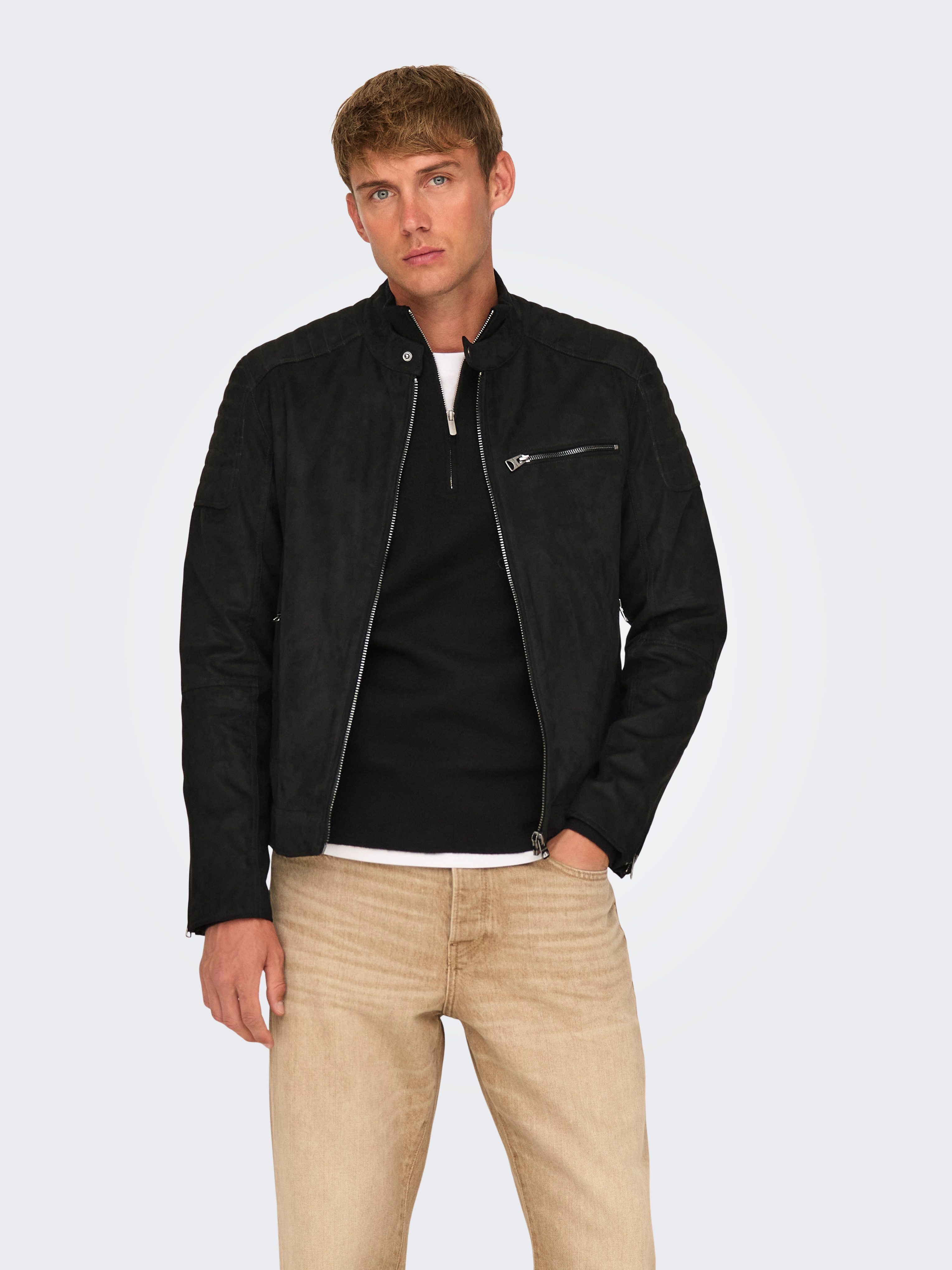 ONLY & SONS Lederimitatjacke ONSGUS FAUX SUEDE RACER JACKET OTW NOOS