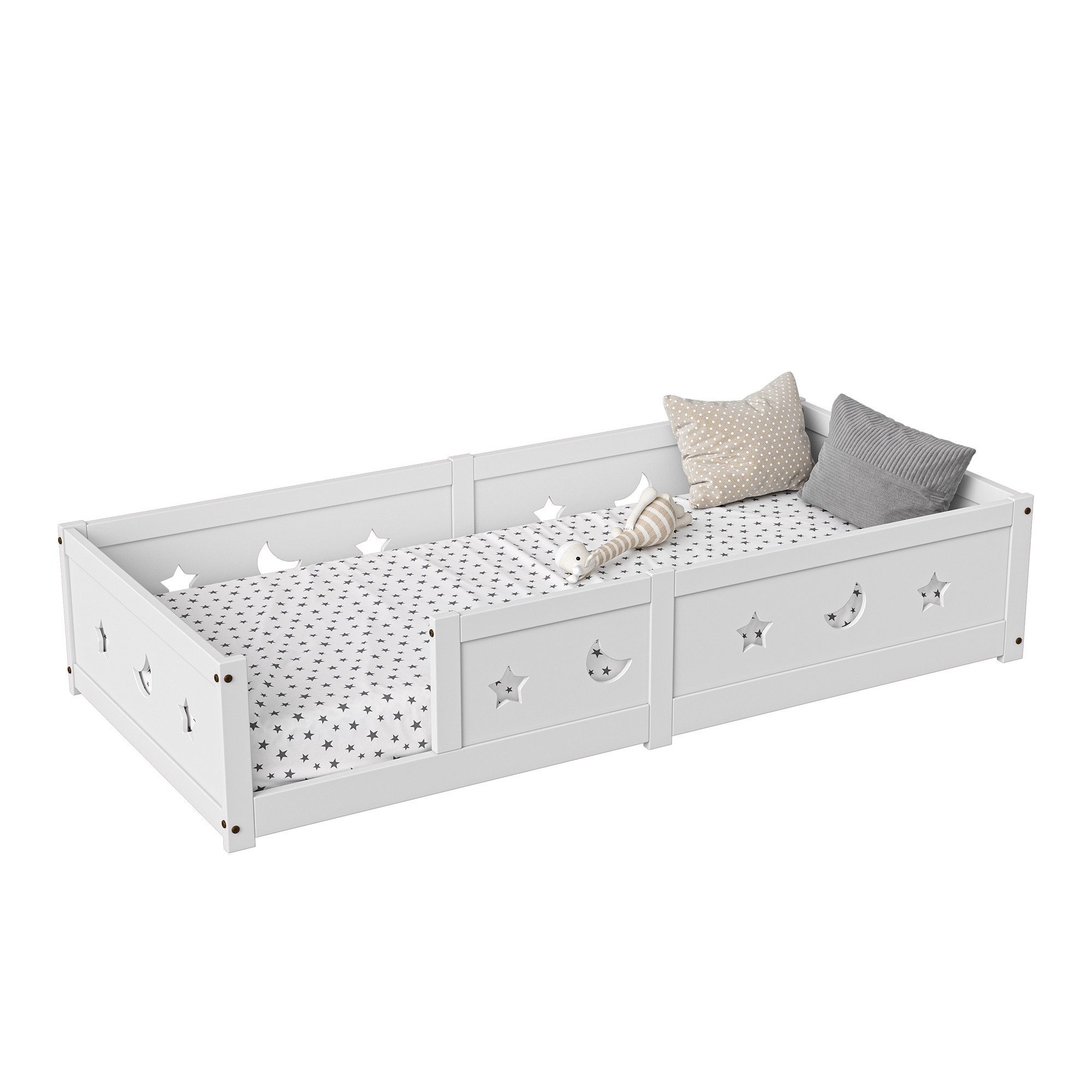 Gdood Kinderbett Massivholzbett Bodenbett Zaunbett Einzelbett Montessori (1 günstig online kaufen