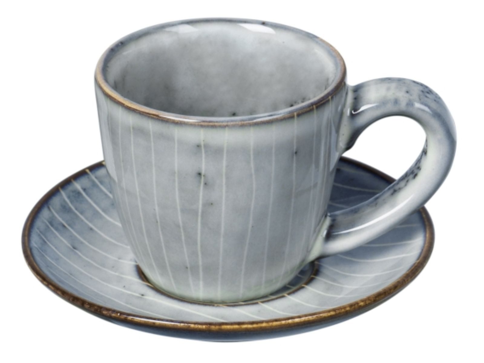 Broste Copenhagen Espressotasse NORDIC SEA Espressotasse 0,05 l, Steingut mit reaktiver Glasur, Nordic Sea Espressotasse mit Untertasse