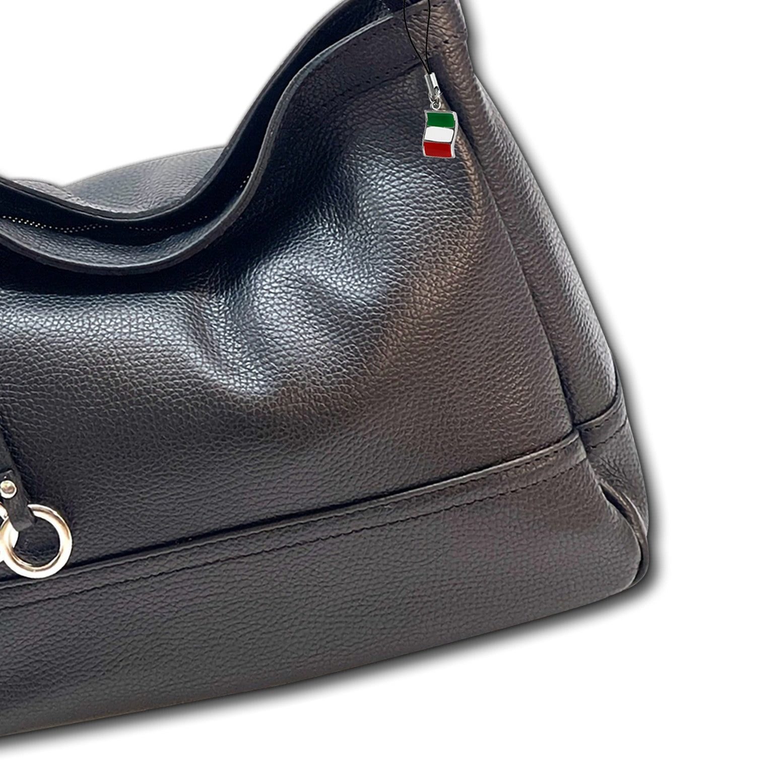 FLORENCE Schultertasche Florence Damen Schultertasche Leder (Schultertasche), Damen Schultertasche Echtes Leder, schwarz ca. 26cm hoch