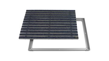 Fußmatte Emco Eingangsmatte DIPLOMAT + Rahmen 25mm Aluminium, Rips Blau, Emco, rechteckig, Höhe: 25 mm, Größe: 750x500 mm, für Innen- und überdachten Außenbereich