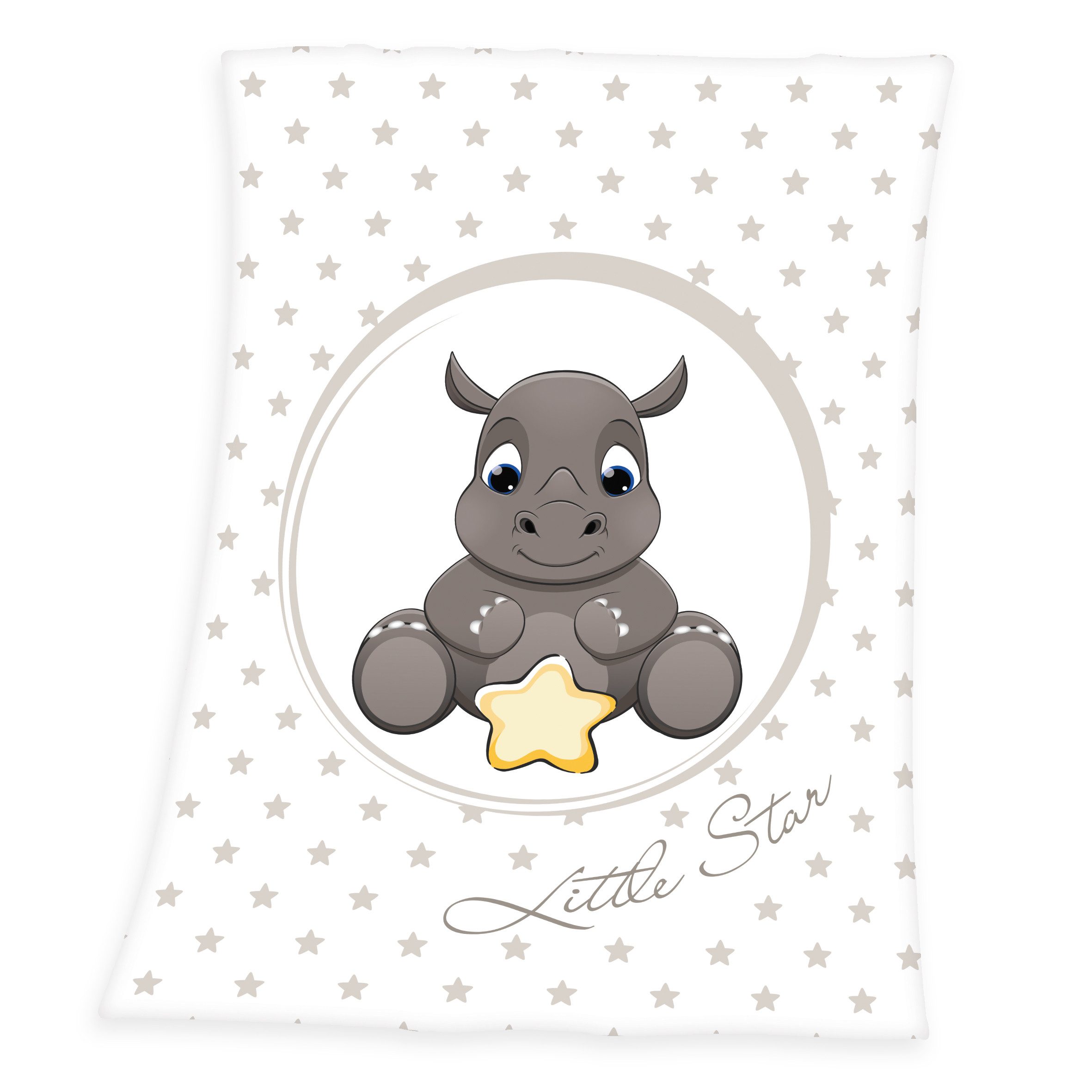 Babydecke Süßes Nashorn Microfaserflausch-Decke 75/100 cm günstig online kaufen