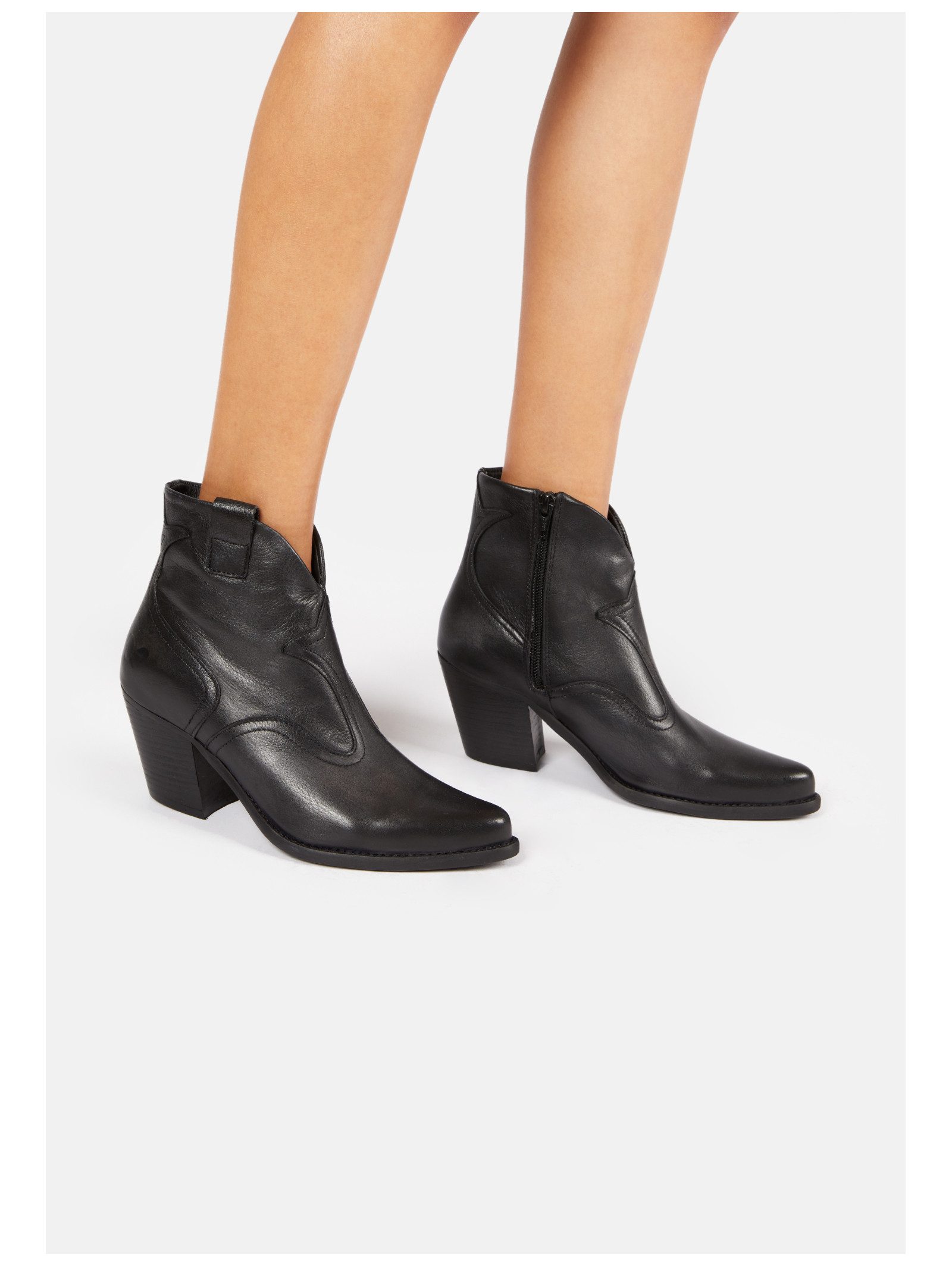 Felmini Stiefelette Leder Cowboy Stiefelette