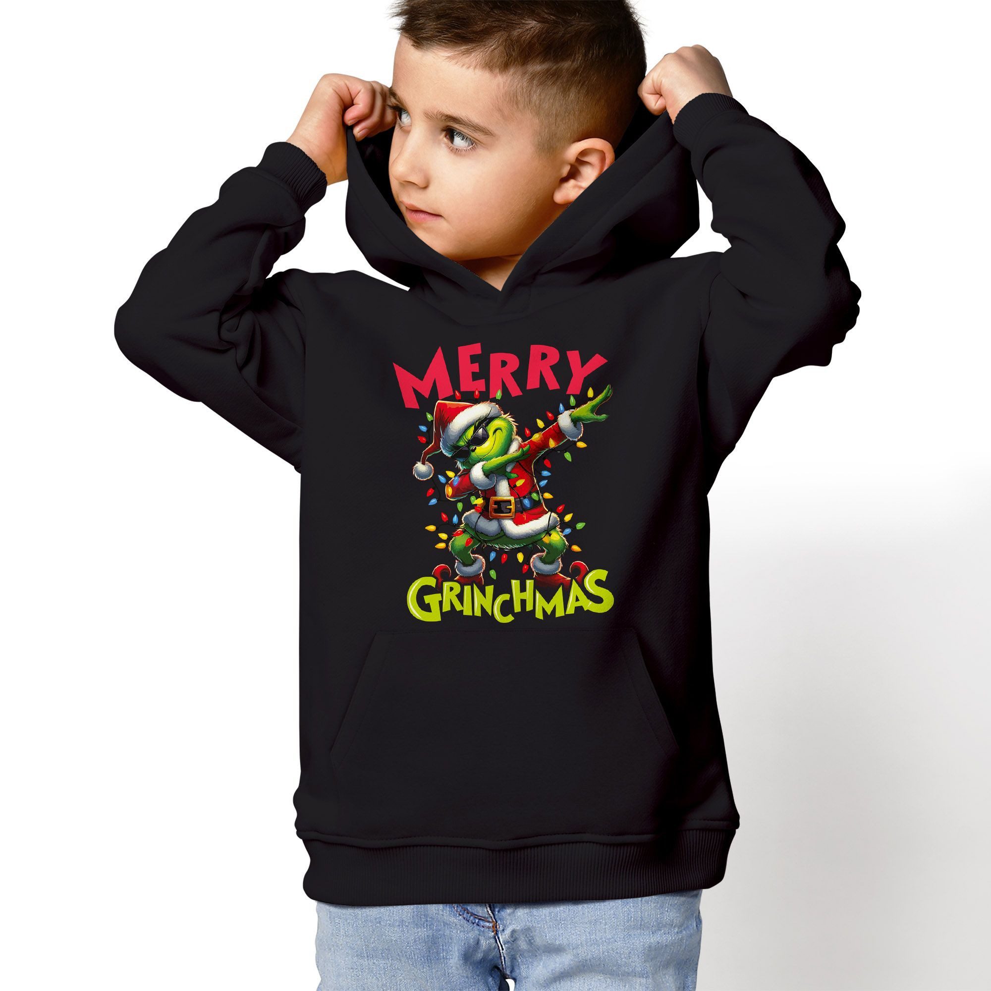 MoonWorks Hoodie Kinder Hoodie Weihnachtspullover Jungen Mädchen Merry Grinchmas