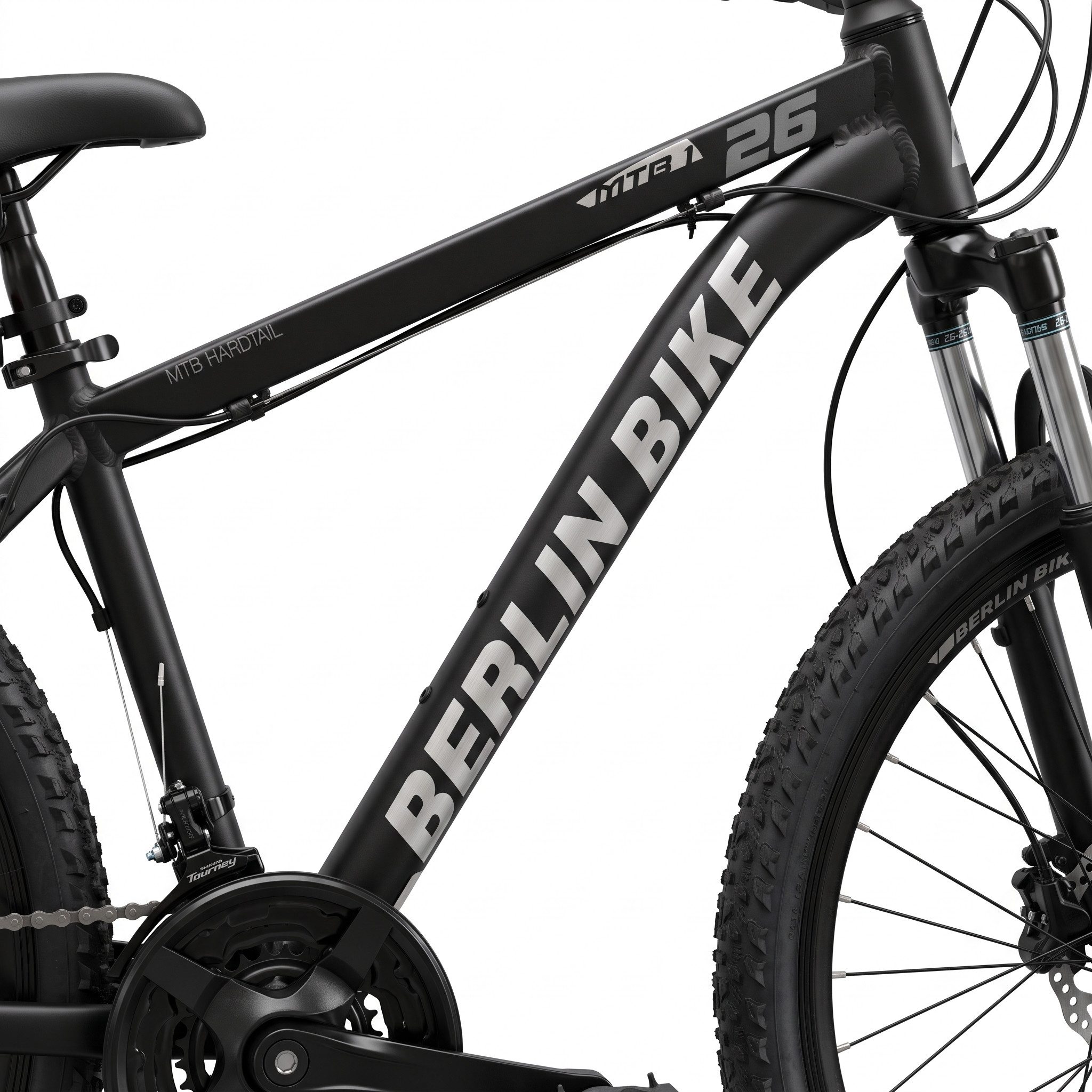 BERLIN BIKE Mountainbike MTB1 Serien-Komplettset 26/27,5/29 Zoll mit Shimano-Ausstattung, 21 Gang Shimano FD-TZ500/RD-TY300D Schaltwerk, Kettenschaltung, (Shimano Kurbel, Dacron Hydraulische Scheibenbremsen, Aluminiumrahmen), mit hydraulischen Scheibenbremsen