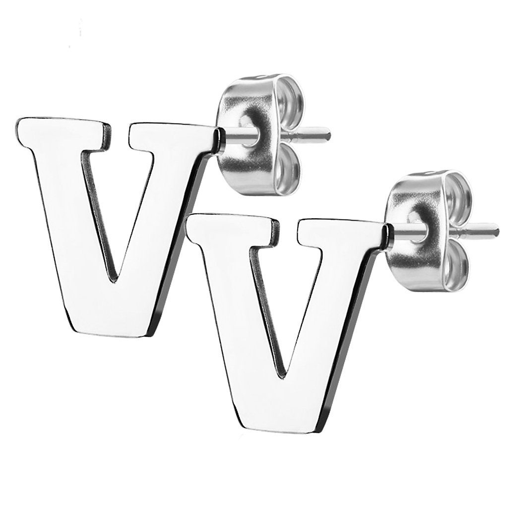 Taffstyle Paar Ohrstecker Ohrringe Buchstaben Alphabet Edelstahl Silber Ohr günstig online kaufen
