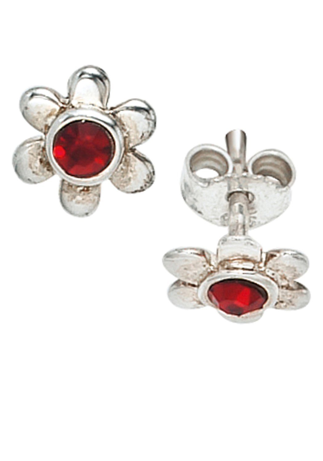 JOBO Paar Ohrstecker Blumen-Ohrringe Glassteinen, 925 Silber mit
