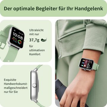 Yoever Smartwatch (1,8 Zoll, Android, iOS), mit Telefonfunktion Herzfrequenz Schlafmonitor, Schrittzähler Uhr,IP68