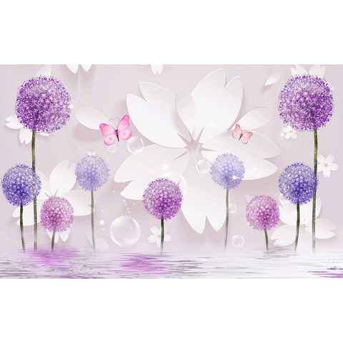 Papermoon Fototapete Muster mit Blumen und Wasser