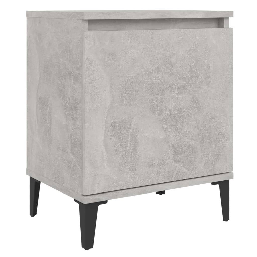 furnicato Nachttisch mit Metallbeinen Betongrau 40x30x50 günstig online kaufen