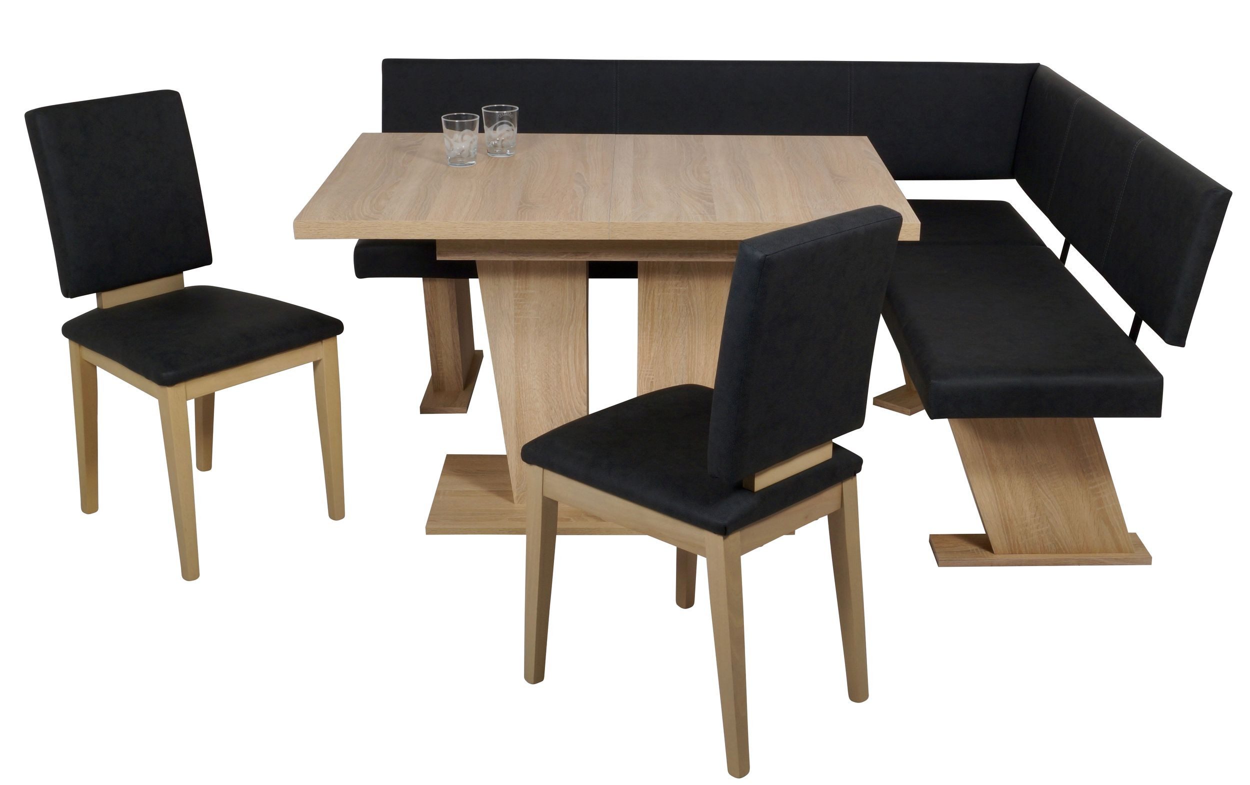 Trendmöbel24 Eckbankgruppe Eckbank Eckbankgruppe Essgruppe VERONA 181 x 150 cm Sonoma Eiche, (4-tlg., 1x Eckbank, 2x Stuhl, 1x Tisch)