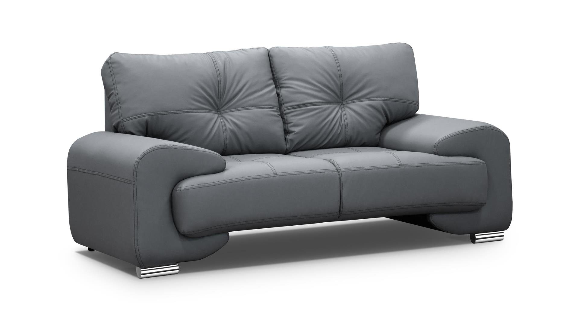 Beautysofa 2-Sitzer Zweisitzer Sofa Couch OMEGA Neu Grau (dolaro 04)
