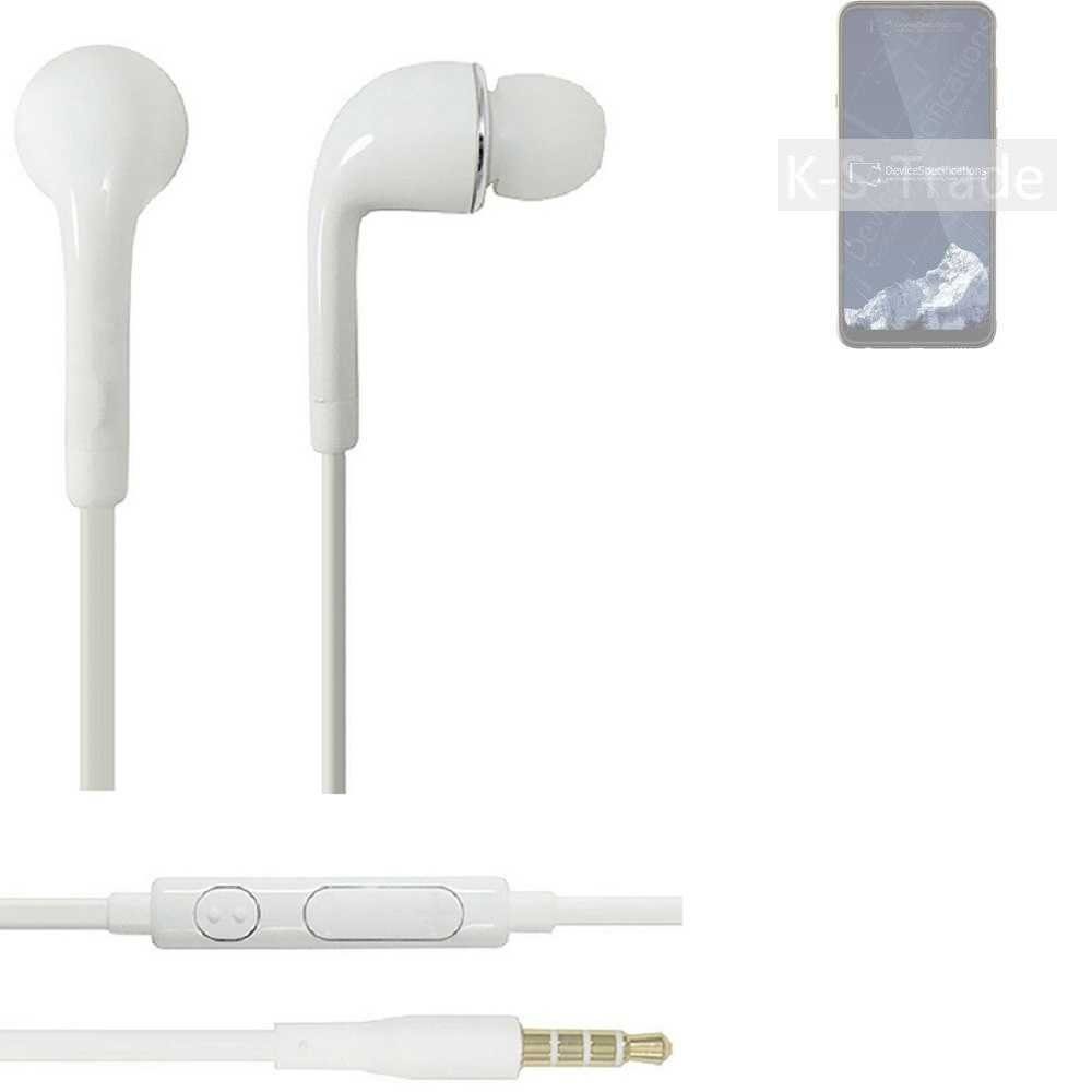 K-S-Trade für HiSense E18 Pro In-Ear-Kopfhörer (Kopfhörer Headset mit Mikrofon u Lautstärkeregler weiß 3,5mm) | In-Ear-Kopfhörer