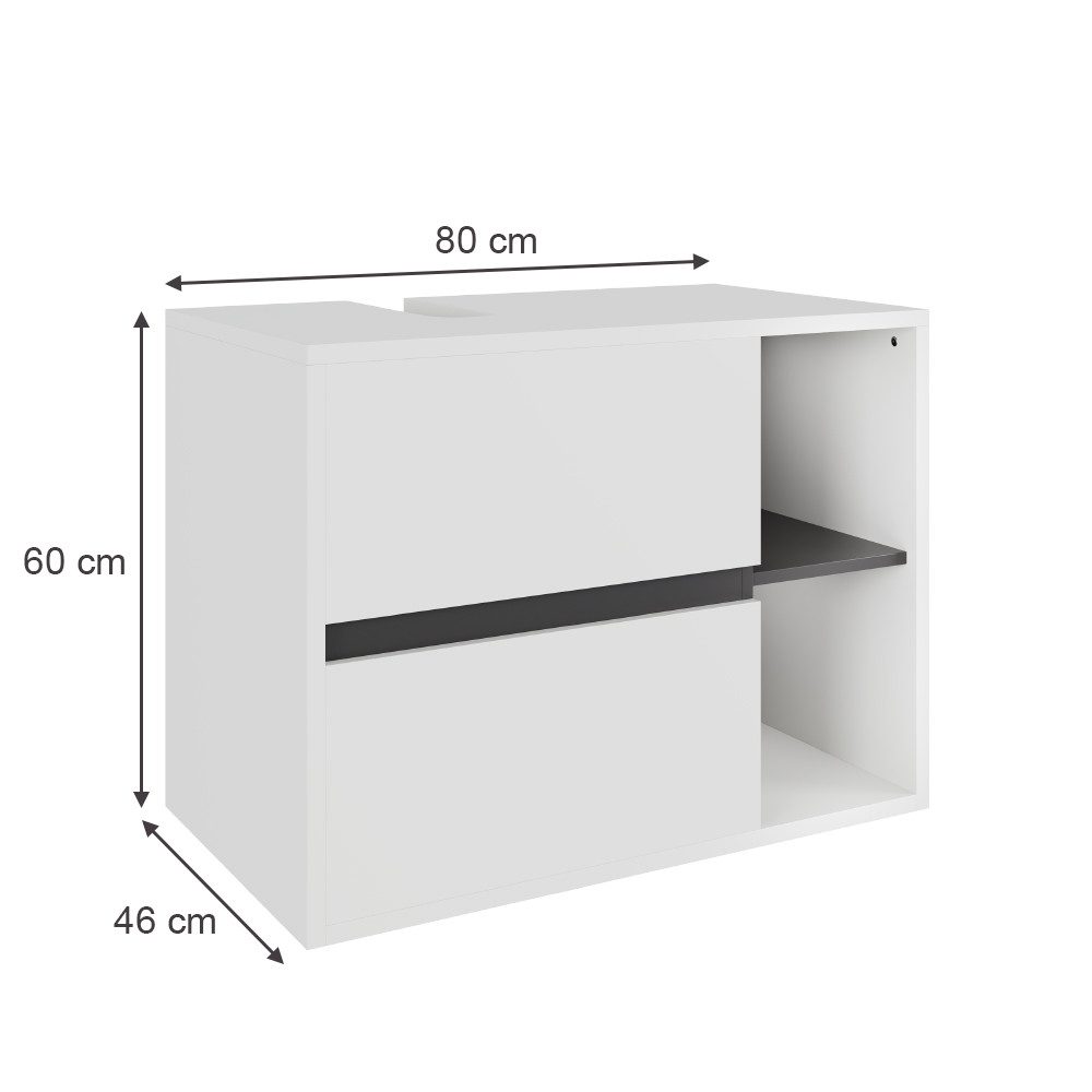 Vicco Waschbeckenunterschrank Viola, Weiß/Grau, 80 x günstig online kaufen