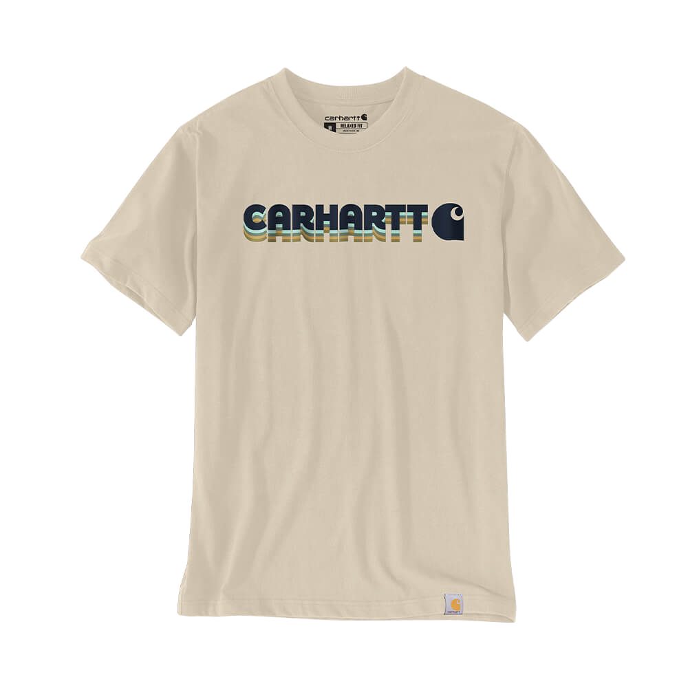 Carhartt Print-Shirt Carhartt Herren T-Shirt Irvine Layered Logo Oat Milk 107318