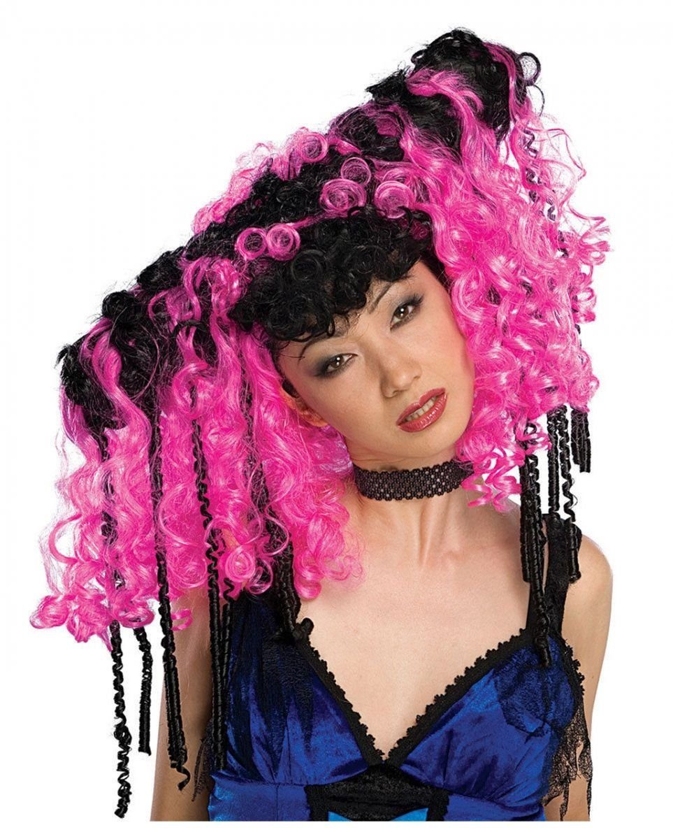 Horror-Shop Kostüm-Perücke Cosplay Perücke schwarz/pink