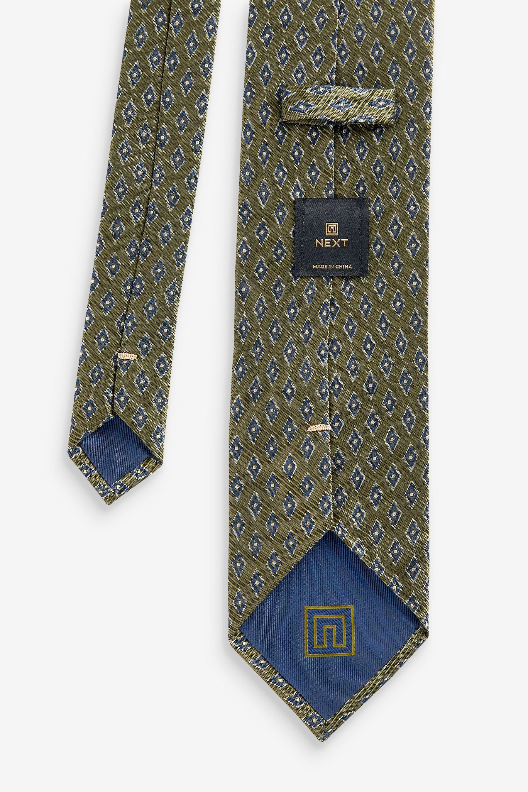 Green Seidenkrawatte geometrischem Krawatte Next mit Muster (1-St)
