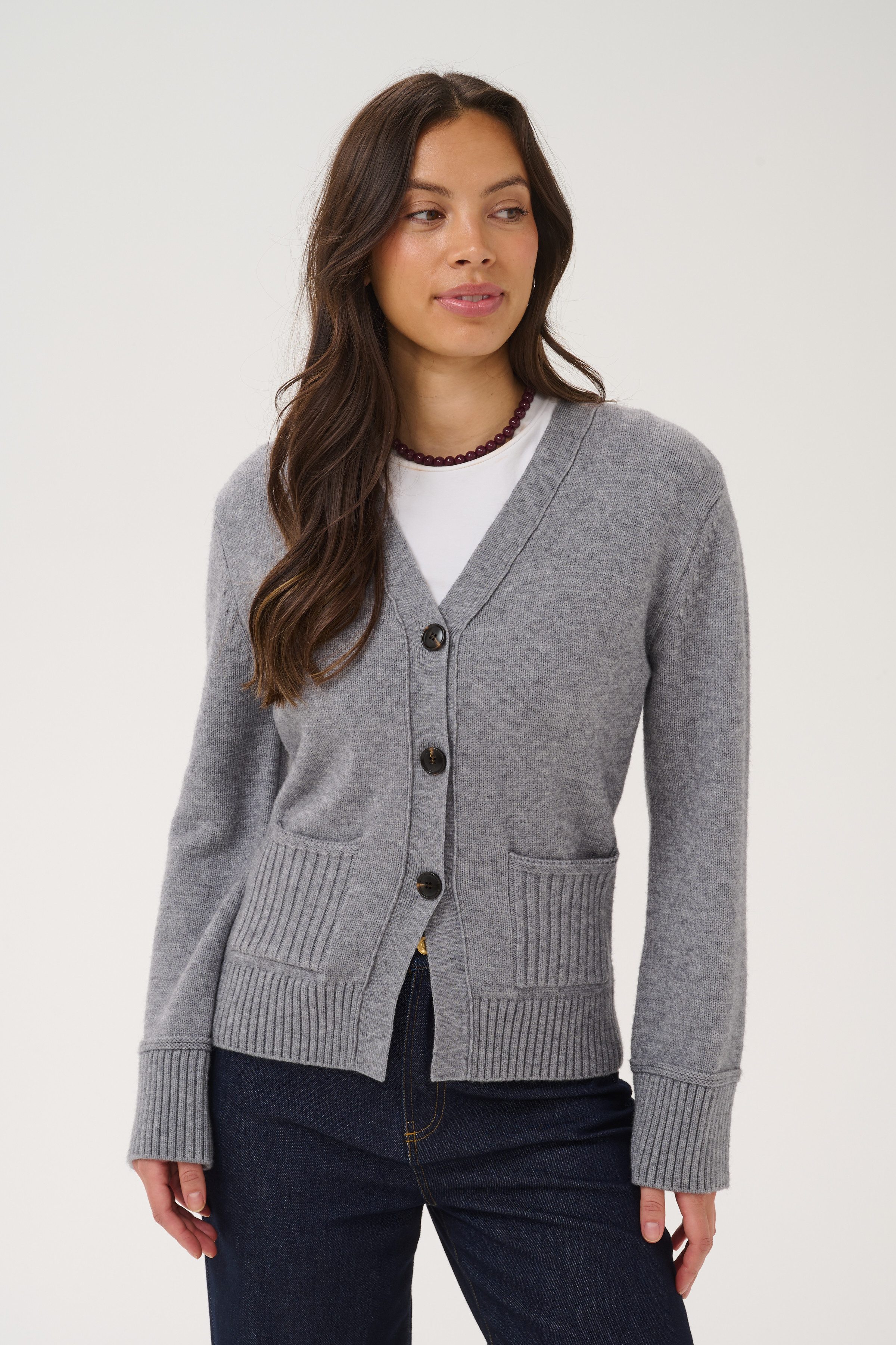Saint Tropez Strickjacke TheresaSZ Cardigan Materialmix, Fitted
