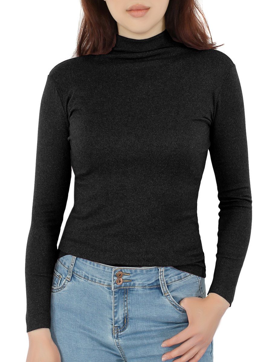 dy_mode Rollkragenshirt Damen Langarmshirt mit kurzem günstig online kaufen