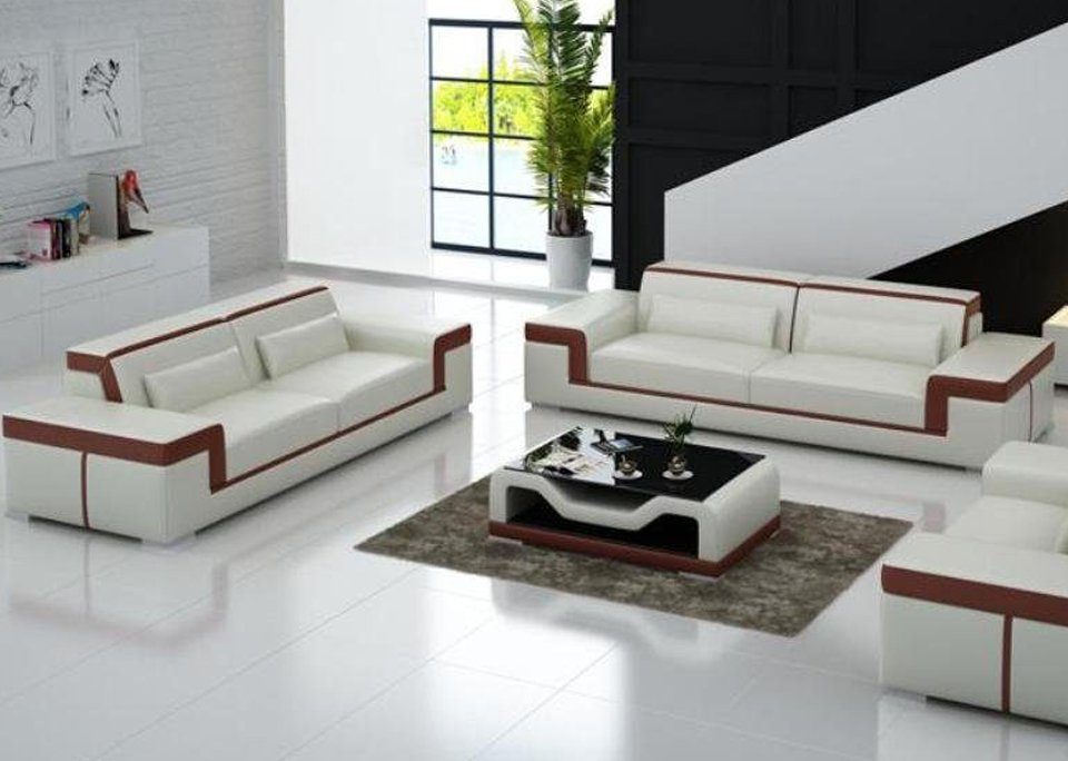 Sofa in Europe Sitzer Made Sofa Sofagarnitur Leder Polster JVmoebel Sofagarnitur Modern, Couch 3+3