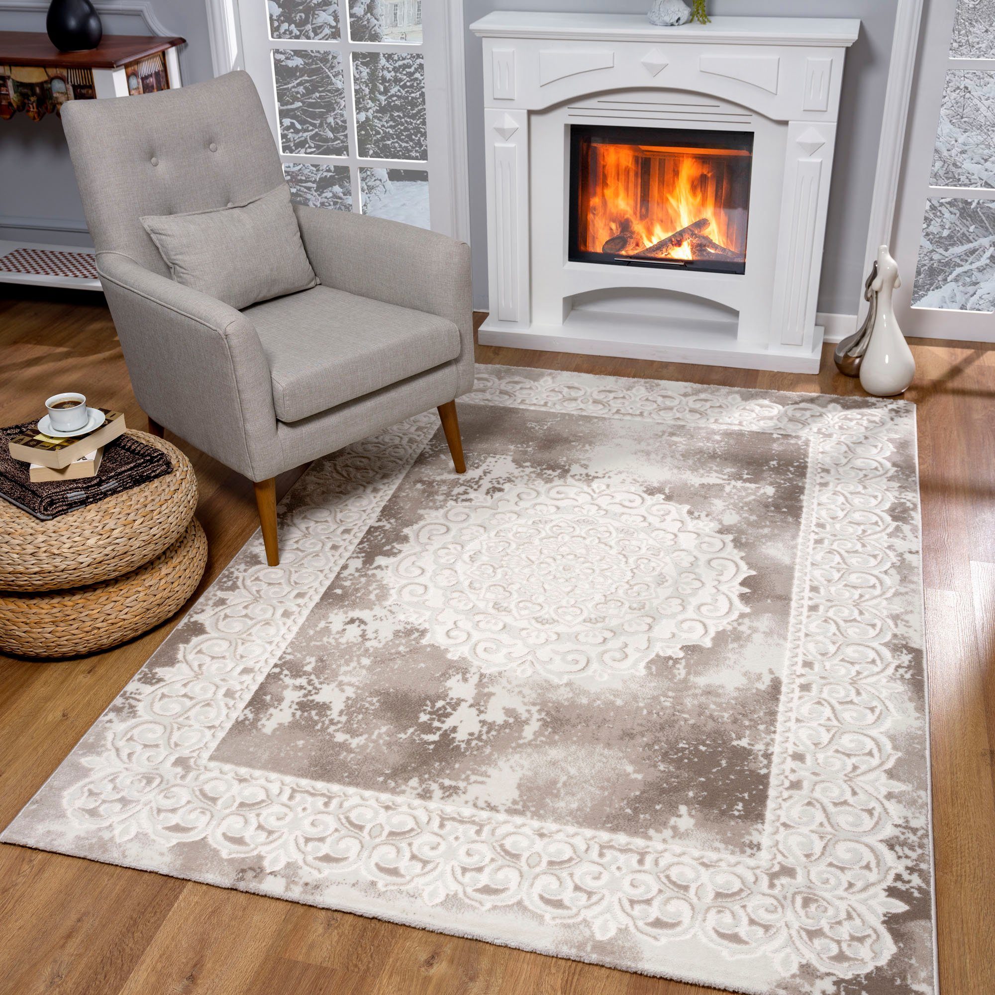 Sanat Teppich Harmony 3205, auch als Läufer und rund, rechteckig, Höhe: 12 mm, Wohnzimmer, Kurzflor, modern, Orient Optik, Schlafzimmer