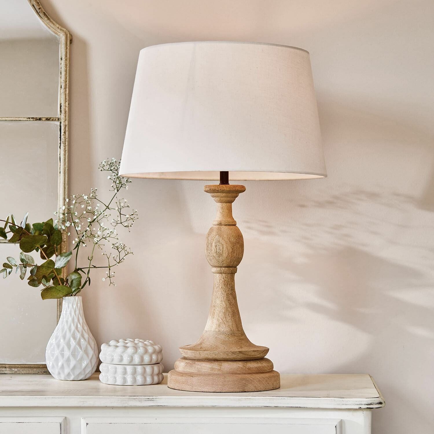 Mirabeau Tischleuchte Tischlampe Dardilly creme/braun günstig online kaufen