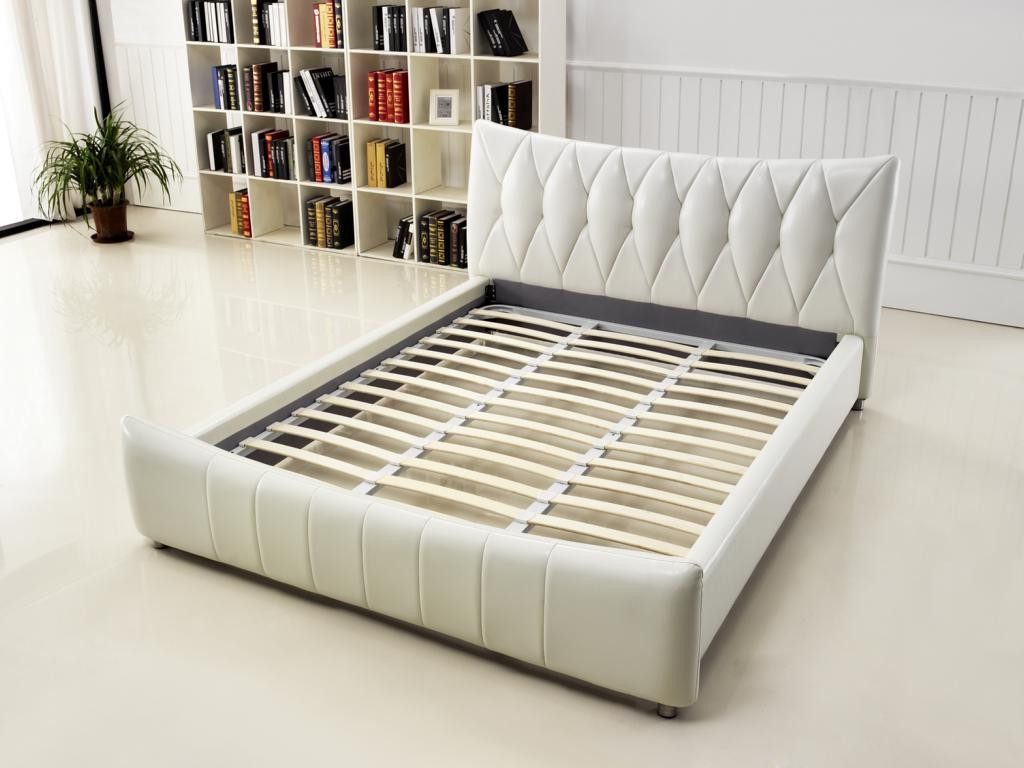 Xlmoebel Polsterbett Luxus-Bett aus hochwertigem Doppel-Leder im modernen Design (1-tlg., Designer Bett B1302), Hergestellt in Europa