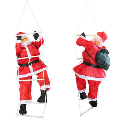 en.casa Weihnachtsmann, Nikolaus auf Leiter 85cm Weihnachtsdekoration
