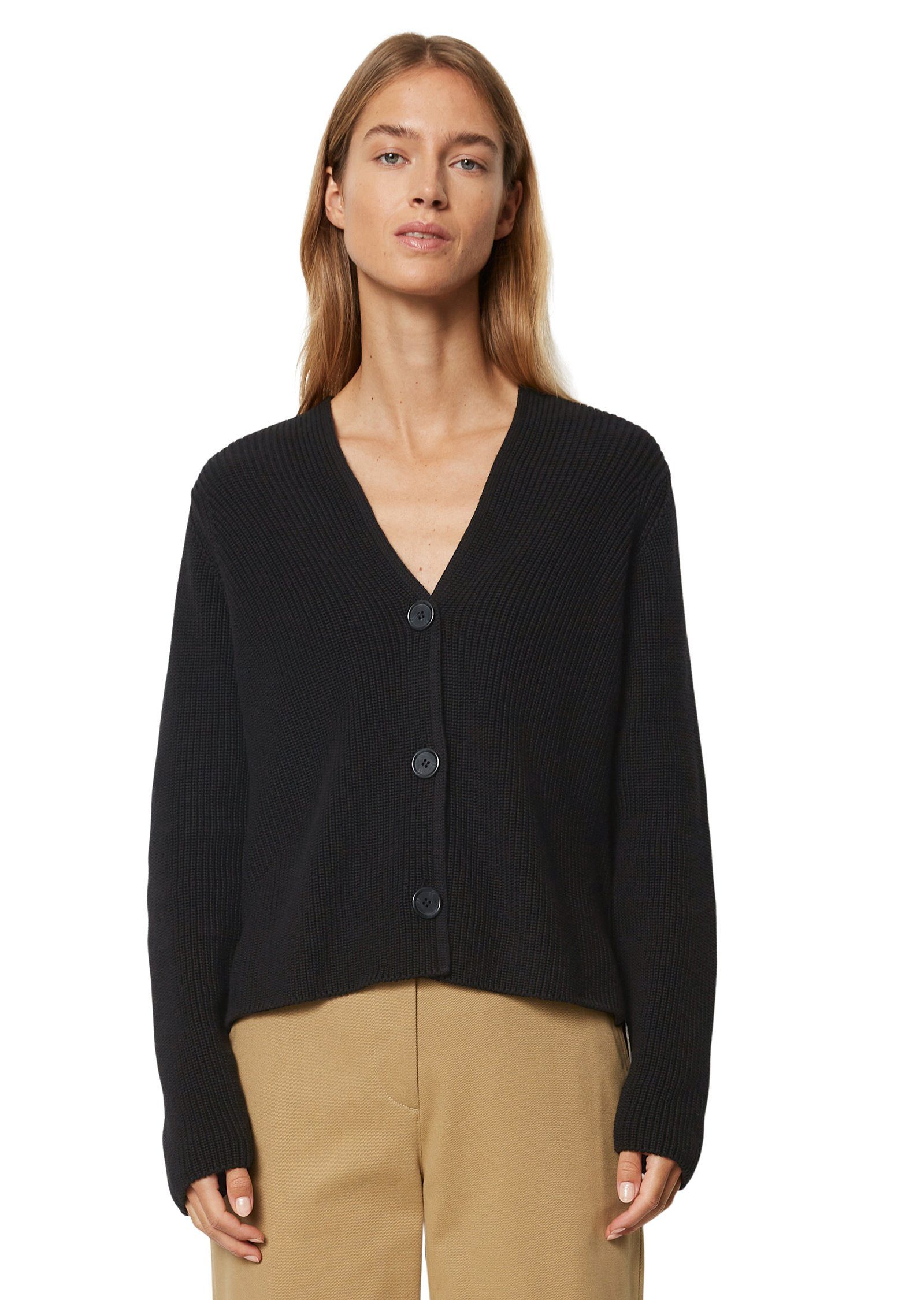 Marc O'Polo Cardigan aus Heavy-Weight-Organic-Cotton schwarz