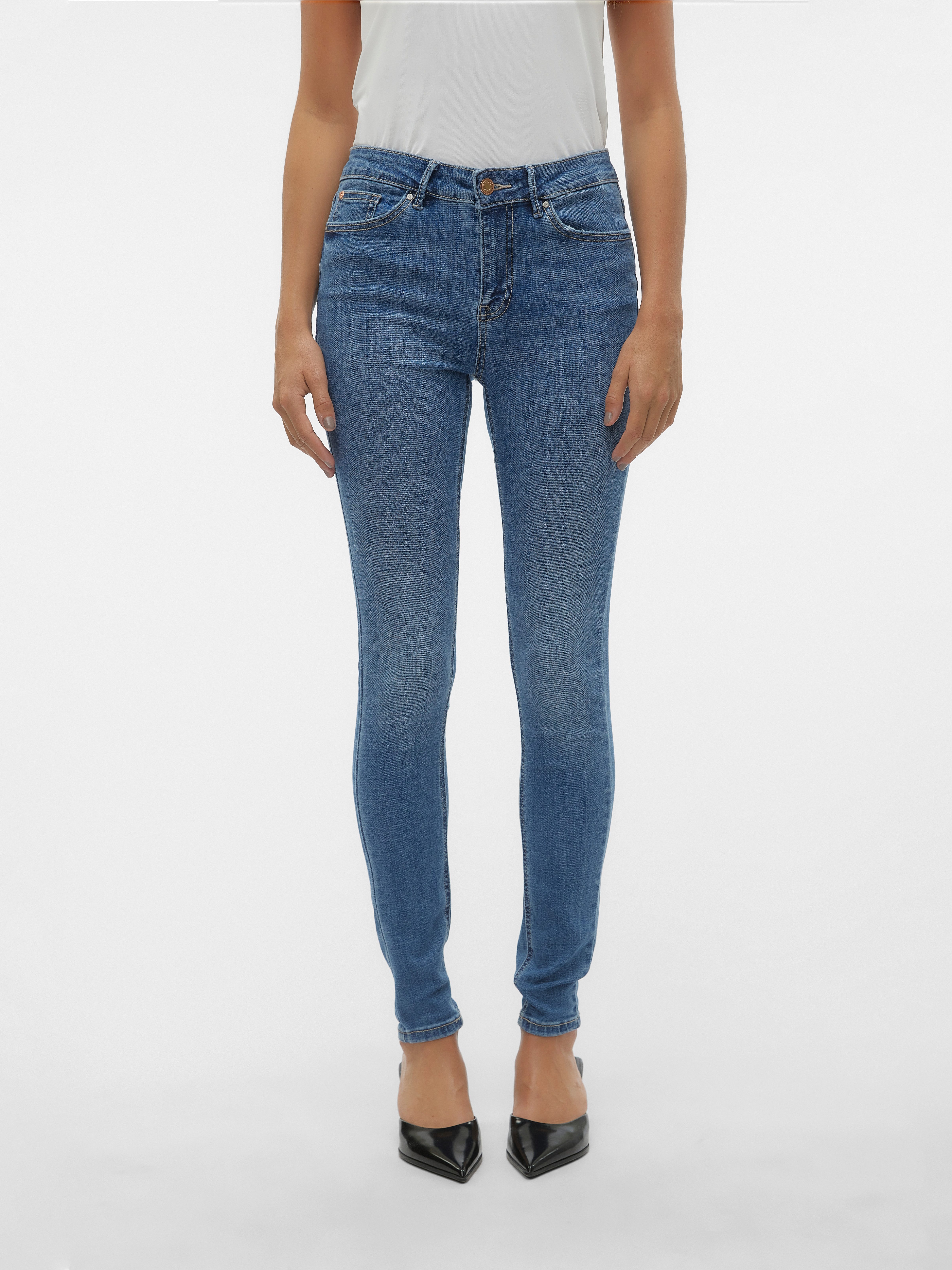 Vero Moda Skinny-fit-Jeans VMFLASH MR SKINNY JEANS LI347 NOOS Baumwollmischung mit Stretch, regular waist, skinny fit