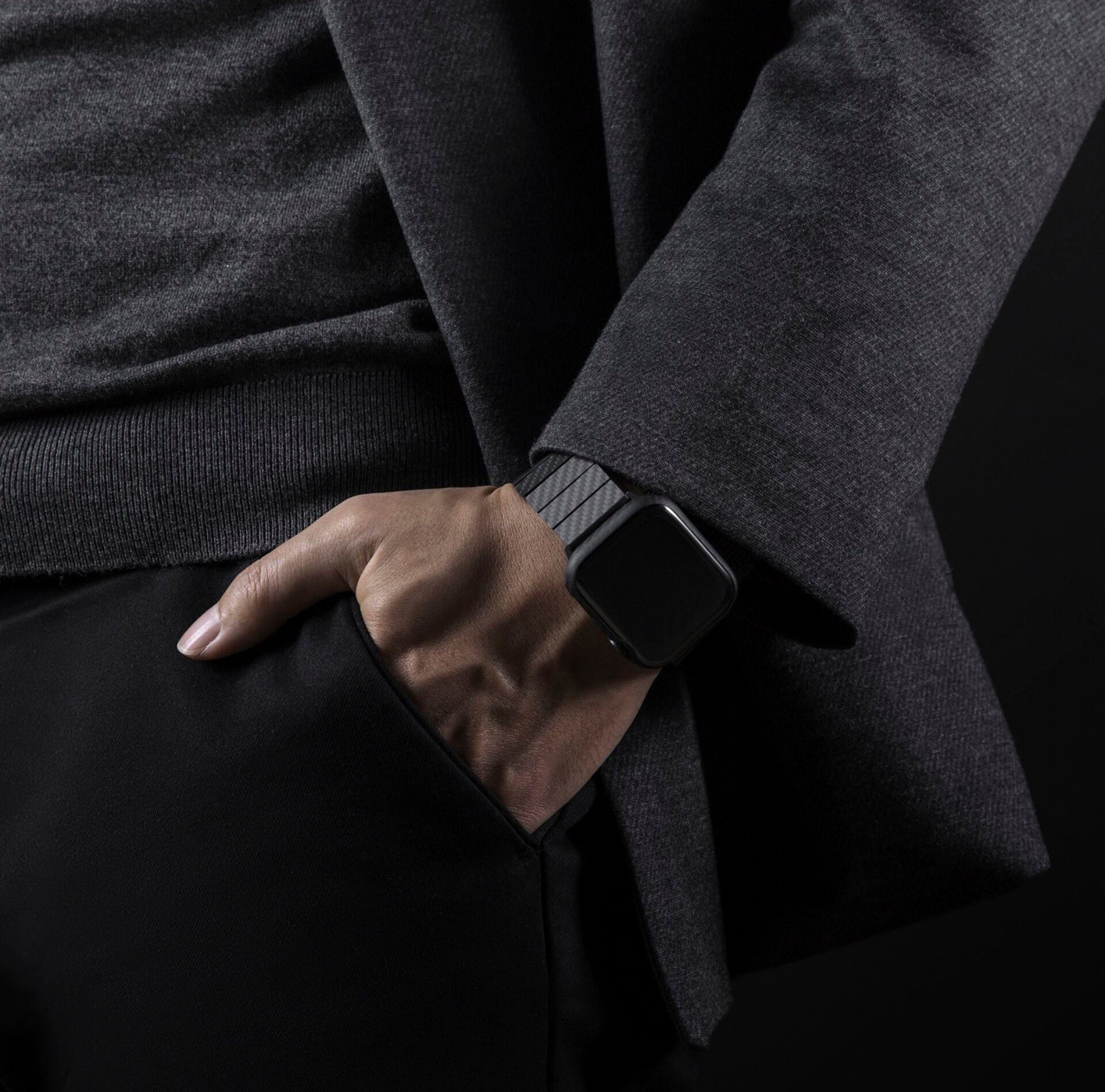 42-44mm Smartwatch-Armband Modern Pitaka Carbon Fiber Bracelet Link Band