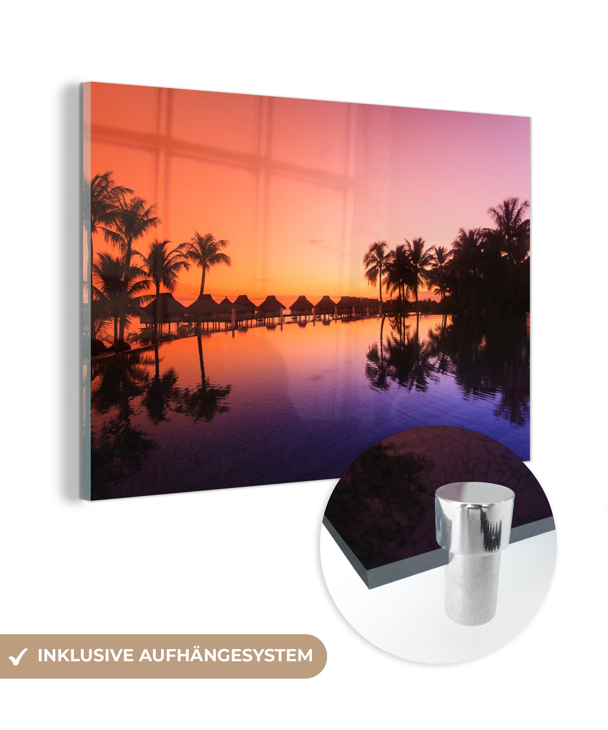 MuchoWow Acrylglasbild Schöner Himmel über Bora Bora, (1 St), Acrylglasbilder Wohnzimmer & Schlafzimmer