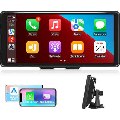 Hikity Portable Car Stereo Wireless Carplay Android Auto, 10,36" Touchscreen Navigationsgerät (Unterstützung von Mirror Link/Sprachsteuerung)