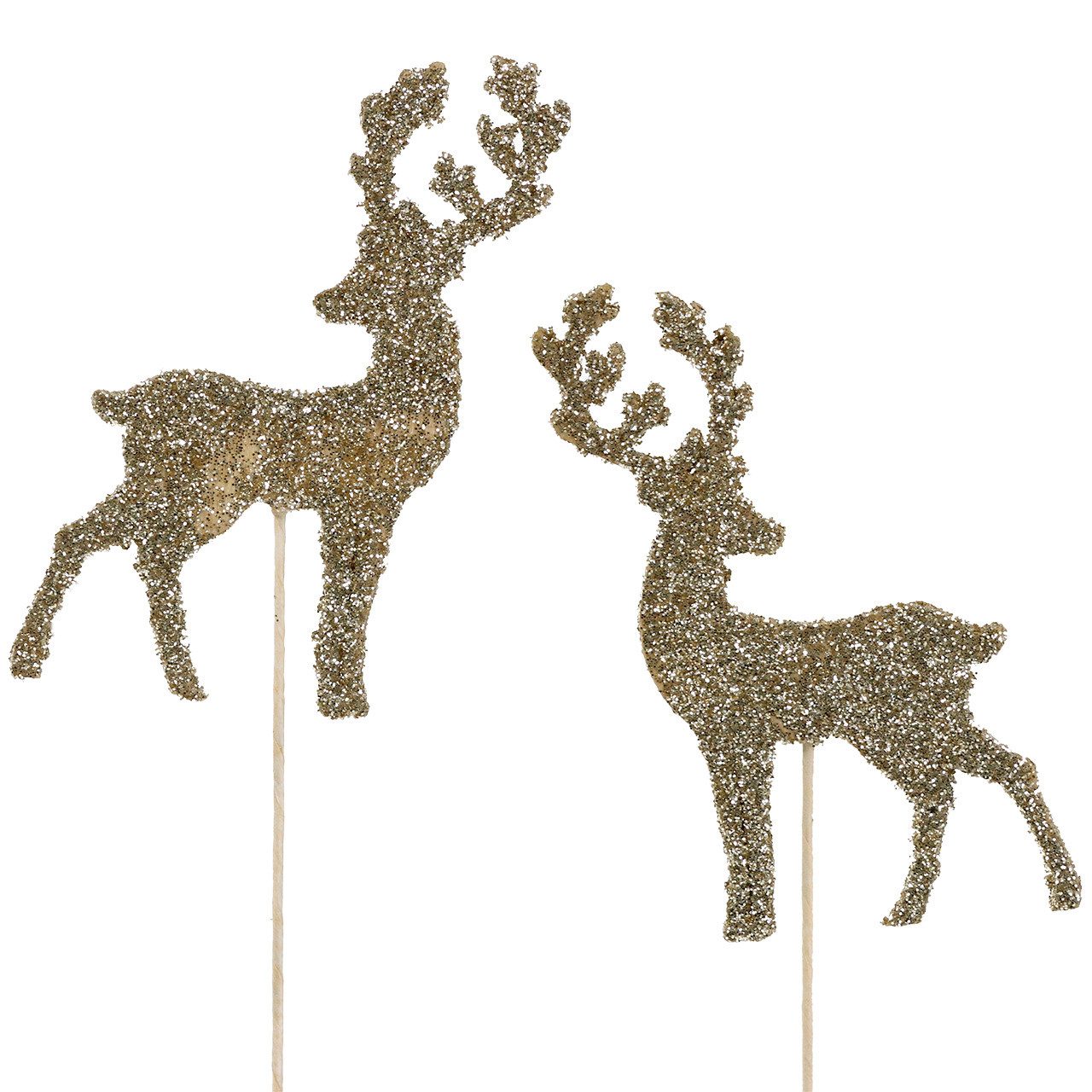 Viana Weihnachtsmann Dekostecker Hirsch Gold Glitter für Advents- und, 18 Stück