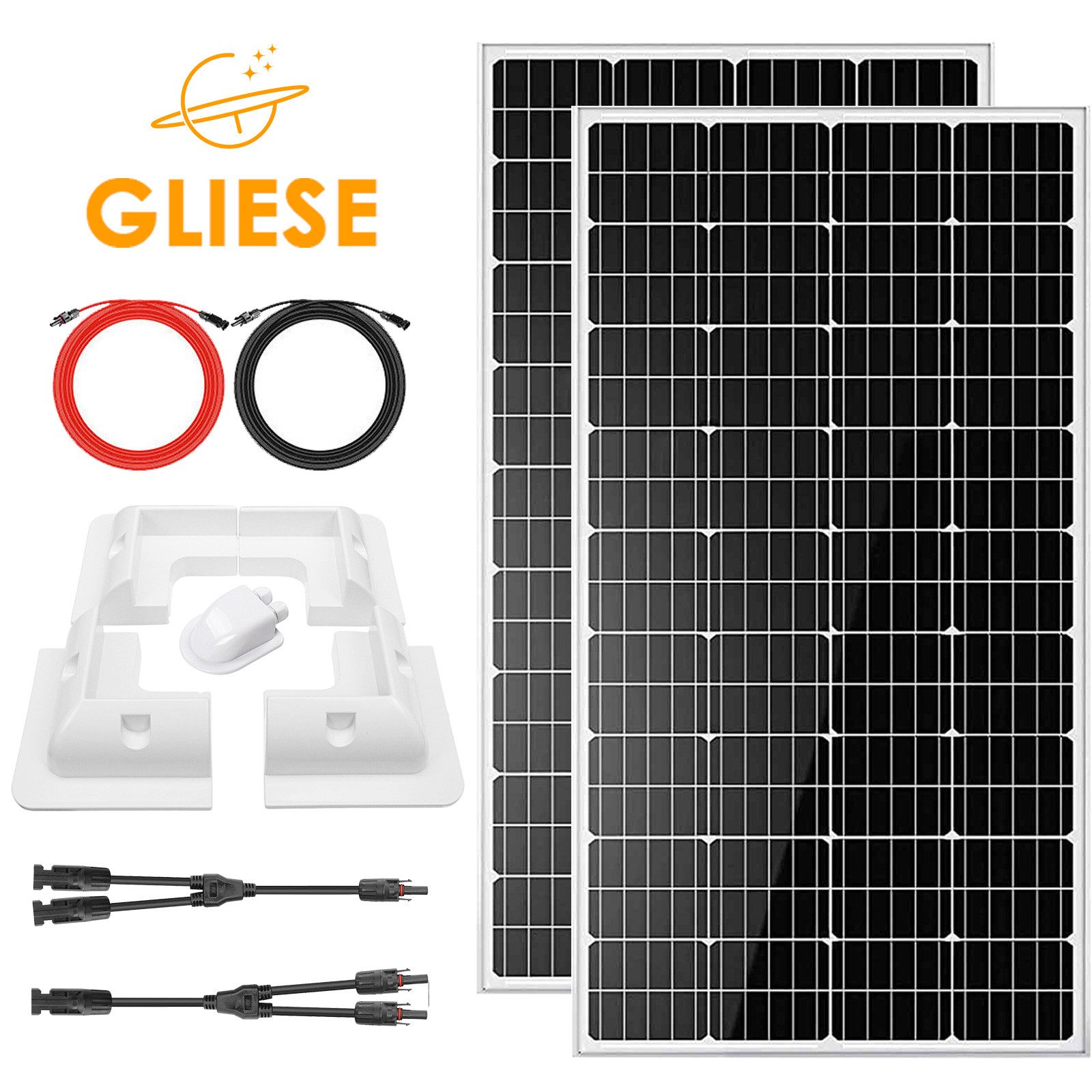 GLIESE Solarmodul Monokristalline Solarpanel mit Montagegestell für Wohnmobil, 300 W, Monokristallin, (Set, 11-St., Solarpanel, Montagegestell, PV kabel), Erweiterbar durch Serien- und Parallelschaltung