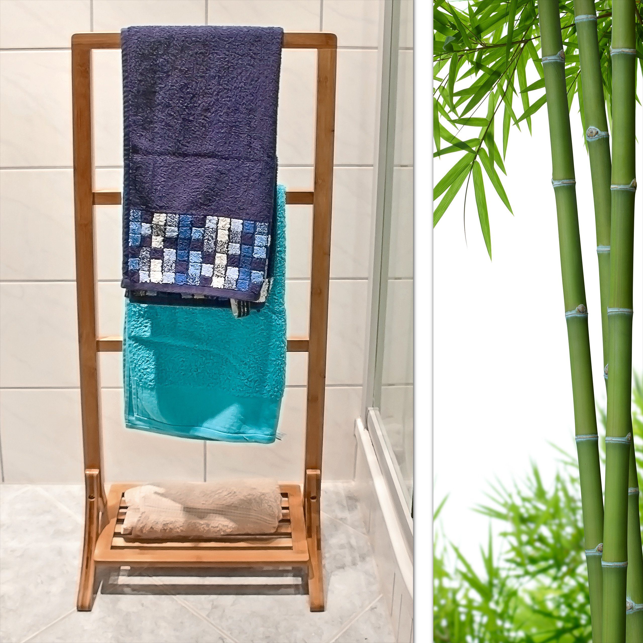 Handtuchständer Handtuchhalter Bambus relaxdays