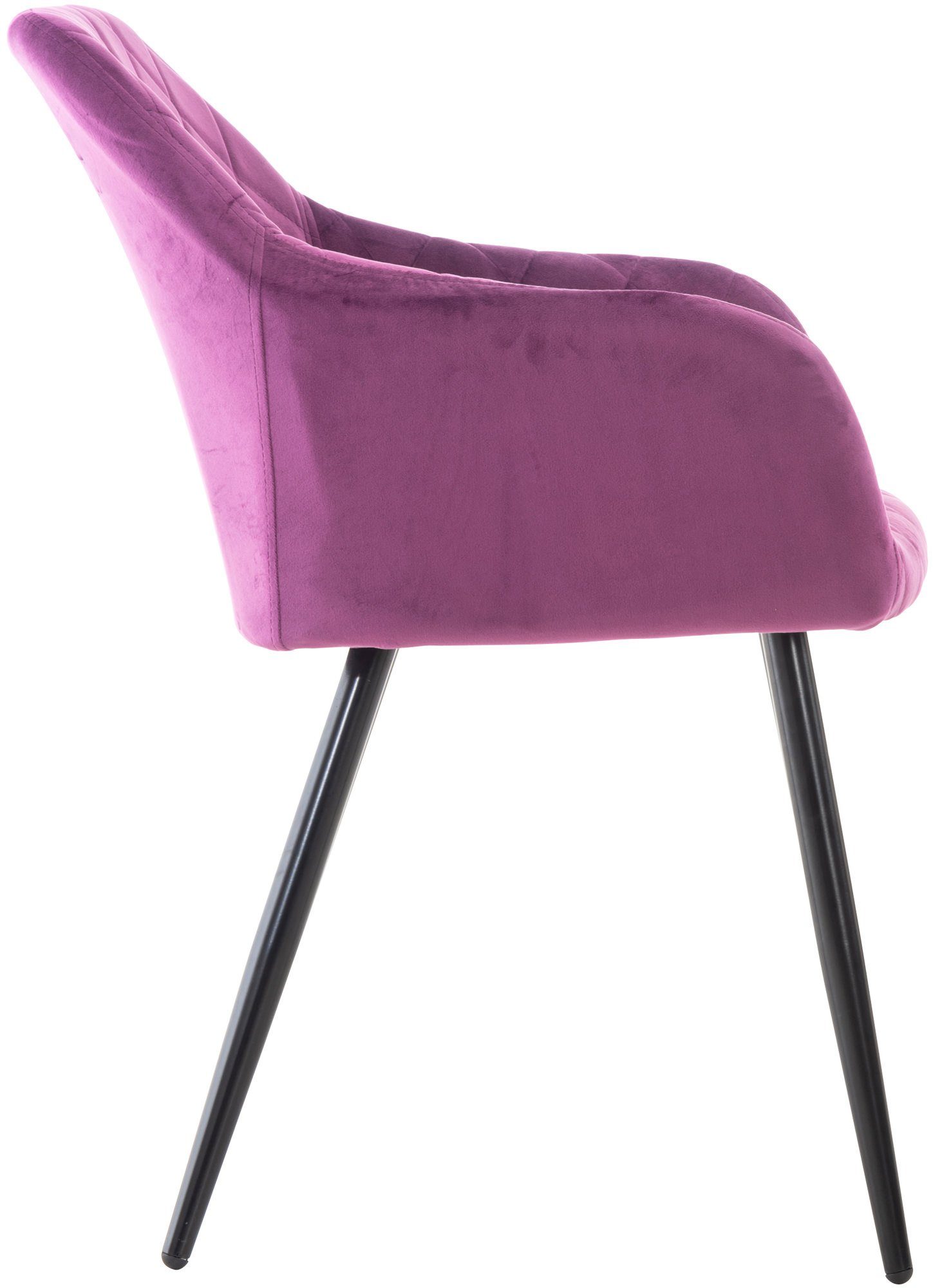 TPFLiving Konferenzstuhl lila Shyva Samt - - Wohnzimmerstuhl Sitzfläche: - Esstischstuhl - - Metall hochwertig Gestell: Esszimmerstuhl mit schwarz Polsterstuhl), (Küchenstuhl gepolsterter Sitzfläche
