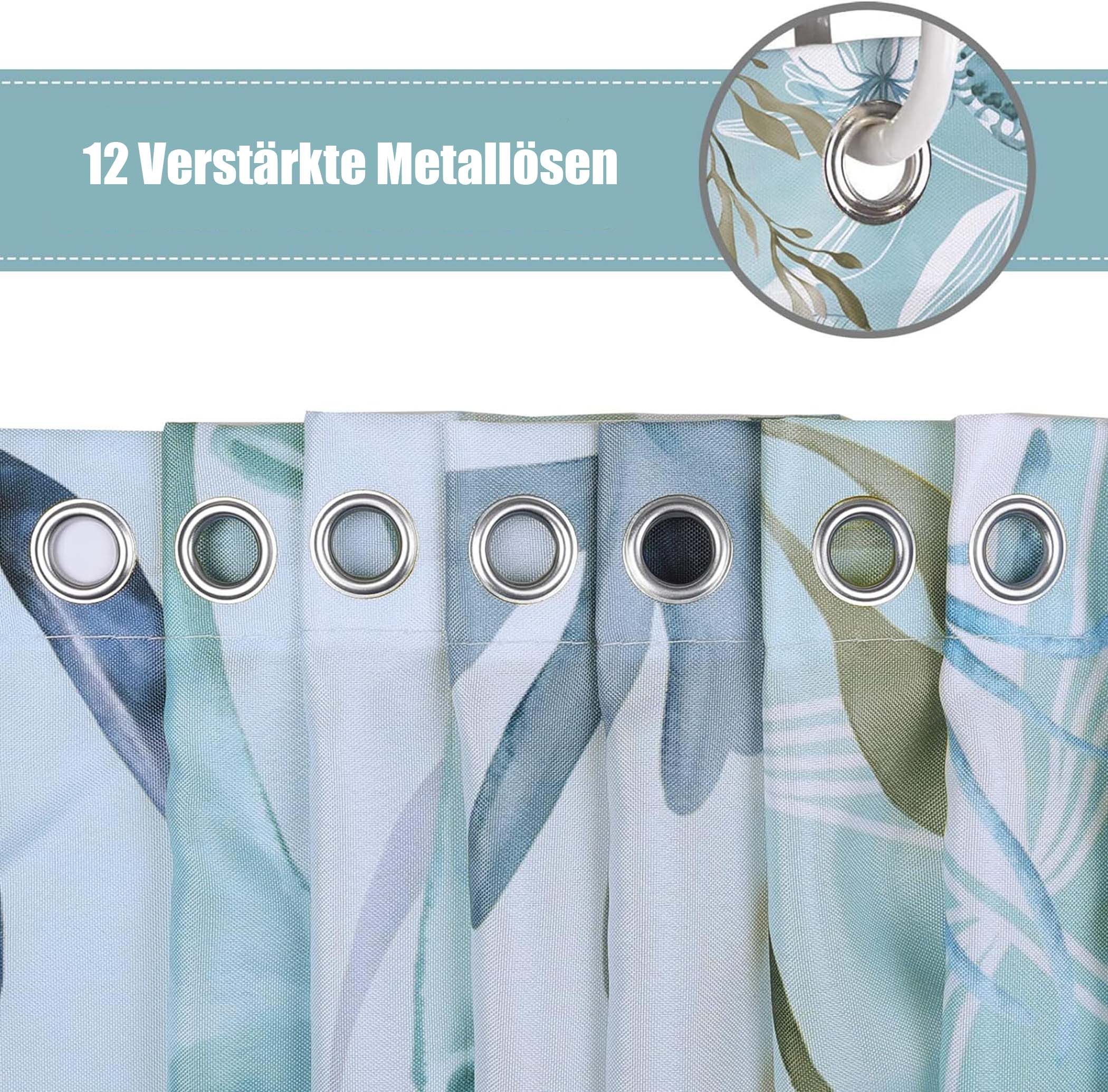 Minicloss Duschvorhang Anti-Schimmel Wasserdicht Polyester Stoff Waschbar Bad Vorhäng Breite 180 cm